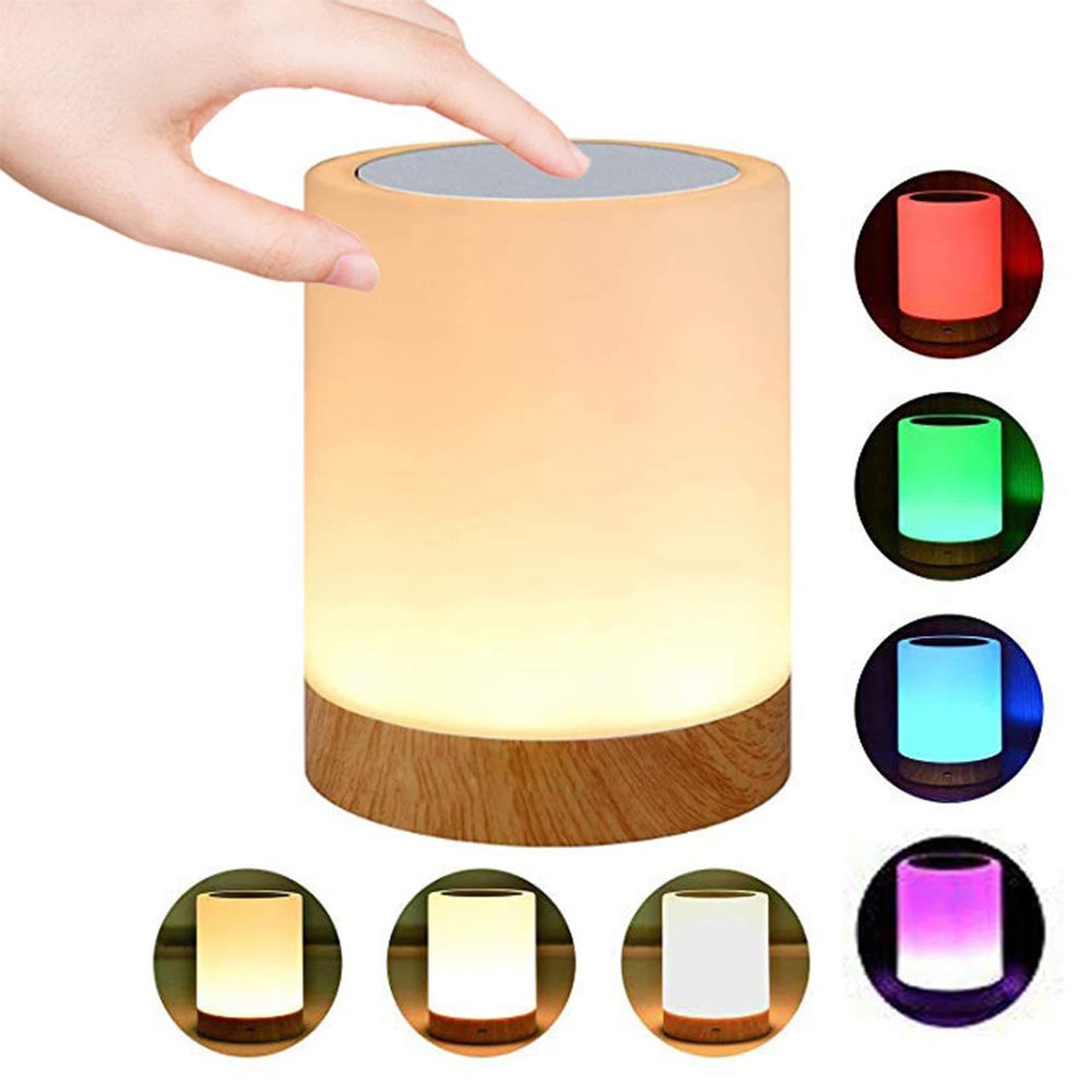 ROYFACCNight Light Touch Sensor Lamp Bedside Table Lamp for Kids Bedroom Rechargeable Dimmable Warm White Light and RGB Color Changing