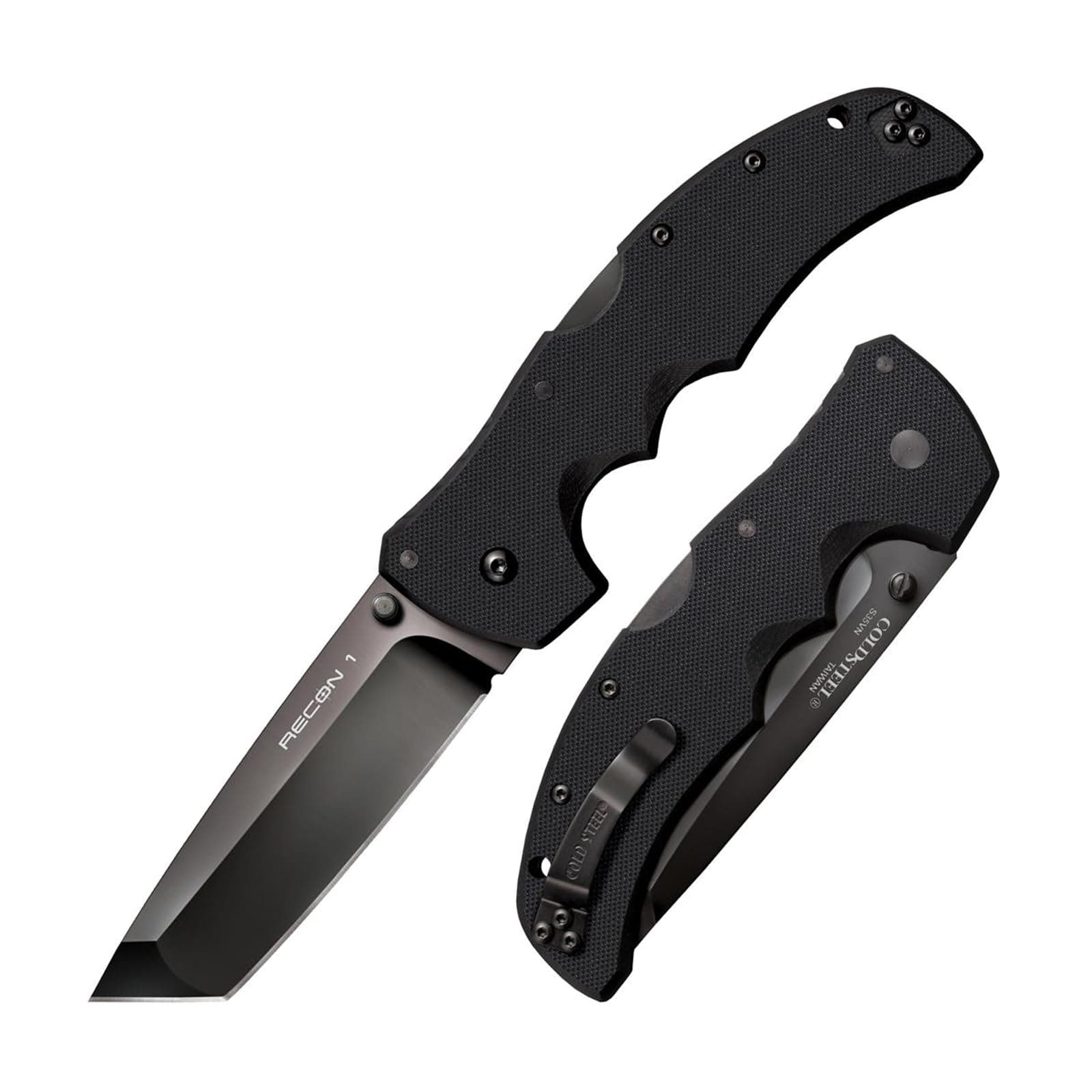 Recon 1 4" S35VN Razor-Sharp Blade 5.375" G-10 Handle Tactical Folding Knife w/Tri-Ad Lock, Ambidextrous Pocket/Belt Clip