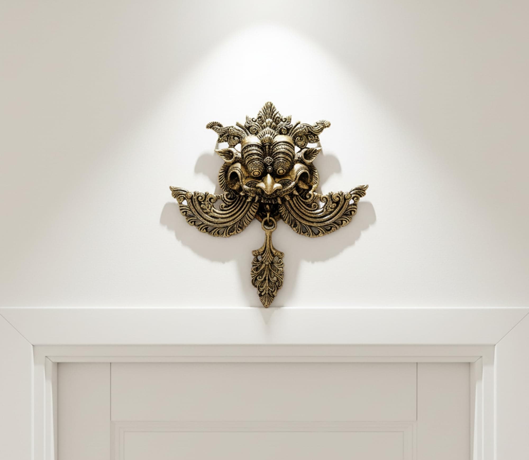 eSplanade Brass Yali Wall Hanging | Evil Eye Protector | Home Decor | Brass Statue - 10.5" Inches