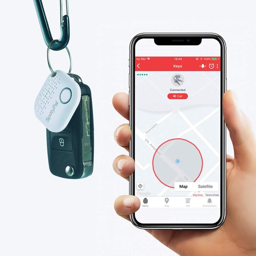 The Original - Bluetooth Tracker, Leave-Behind Protector, SOS Button, Key, Wallet, Bag, Phone Finder (White)