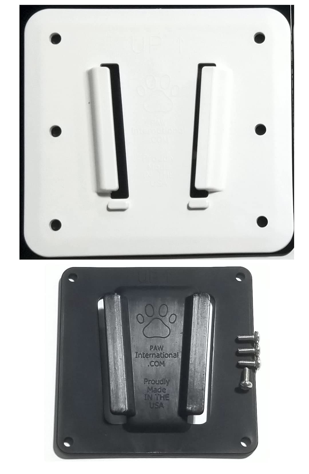 PAW International Polymer (Plastic) RV TV Bracket System; WHITE 2 pc Set: 1-TV Bracket (VESA 100x100mm), 1-Wall Mount | see video How to Measure your TV VESA Bolt Pattern | Won't work w/STEEL Brackets