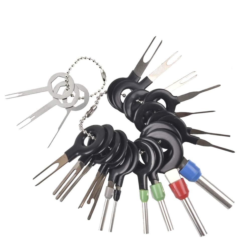 QISF 21 Pcs Auto Terminals Removal Tool Set,Car Electrical Wiring Crimp Connector Pin Extractor Kit for Car Repair