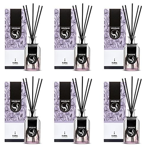 VAVANA Aromatherapy Diffuser Sticks | Reed Diffuser Set | Aromatic Home Fragrance Set | Essential Oil Diffuser Sticks, Made of Natural Scented Oils Blend | 100 ML/3.4 OZ - 6 Pack (Iris Poudre)
