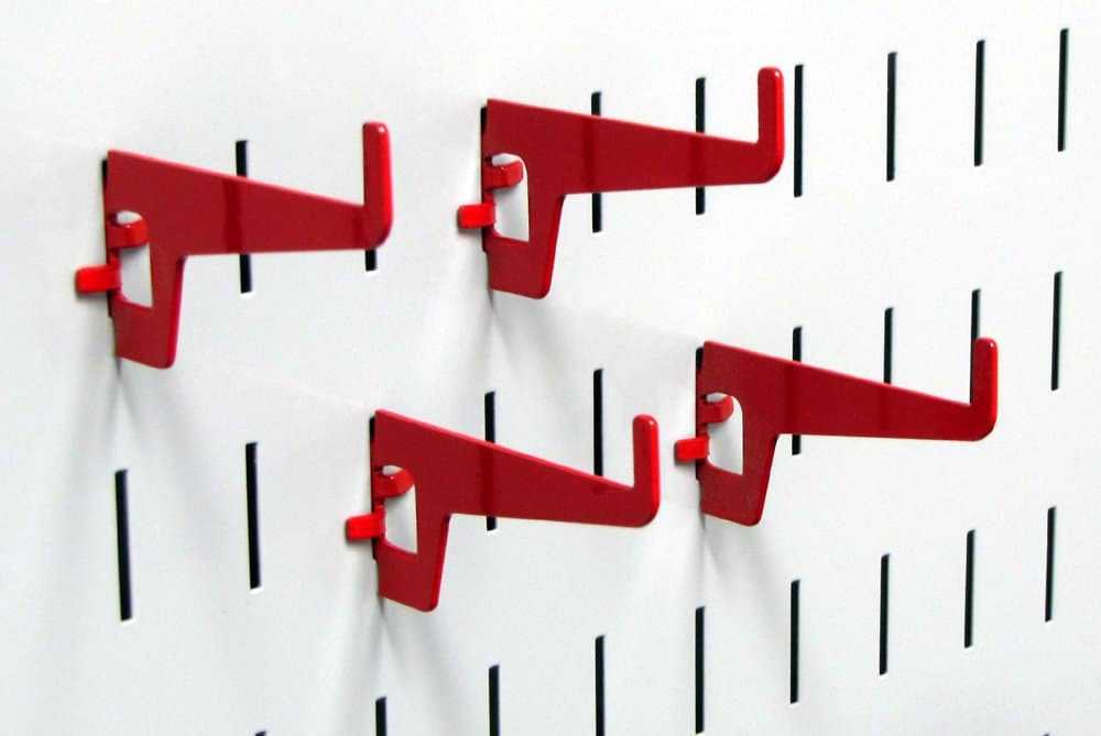 Wall Control 10-HL-102 R 2-7/8" Long Reach Slotted Pegboard Hook Pack for Wall Control Pegboard Only, Red