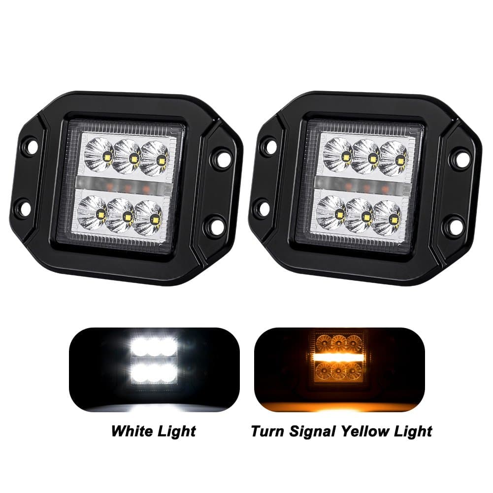 Kingopt 2x18w Flush Mount LED Pods(Amber White Version)