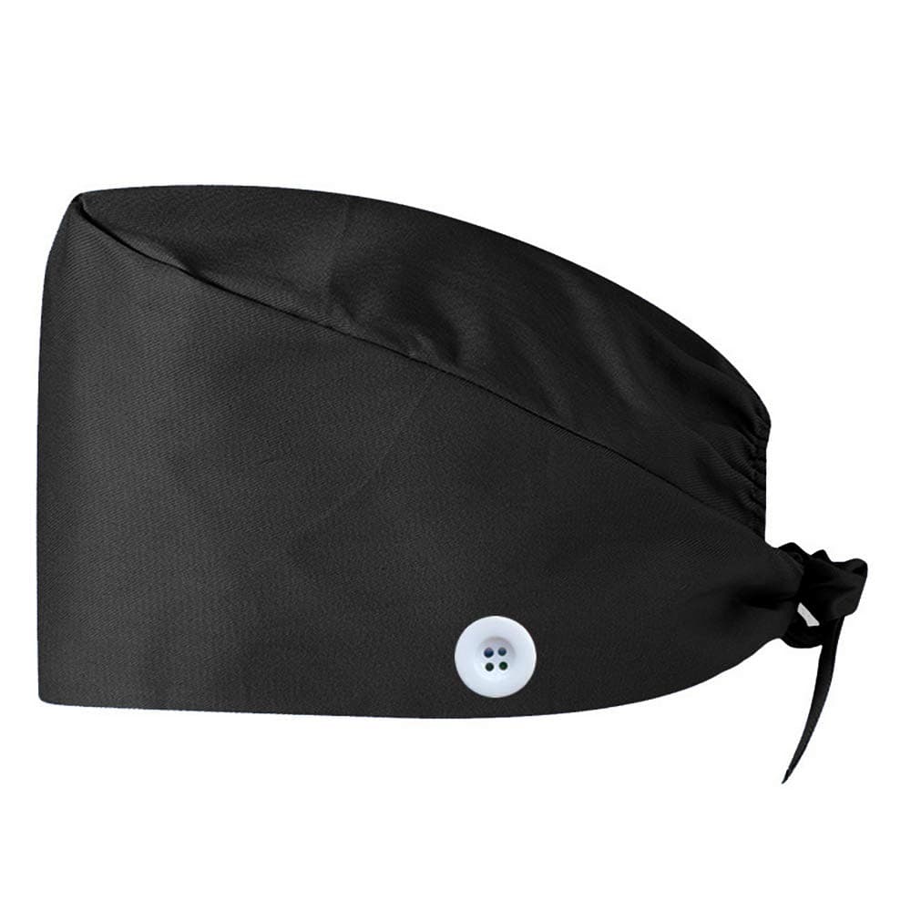 Gourd-Shaped Working Cap with Button, Adjustable Tie Back Hat Sweatband Hair Cover for Women Men, Multiple Color