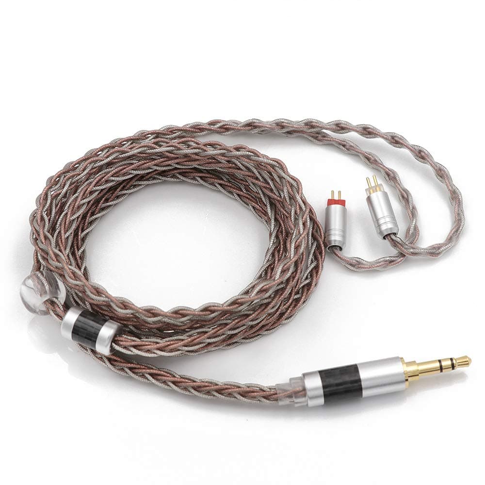 C8 8-Core Silver Copper Foil Braided Earphone Upgrade Cable, for KZ ZS10 PRO AS10 ZS10 ZS6 ES4 ZST ZSR ED16 TRN V80 C10 Earphones(3.5mm Plug, 2 pin 0.78mm Connector)