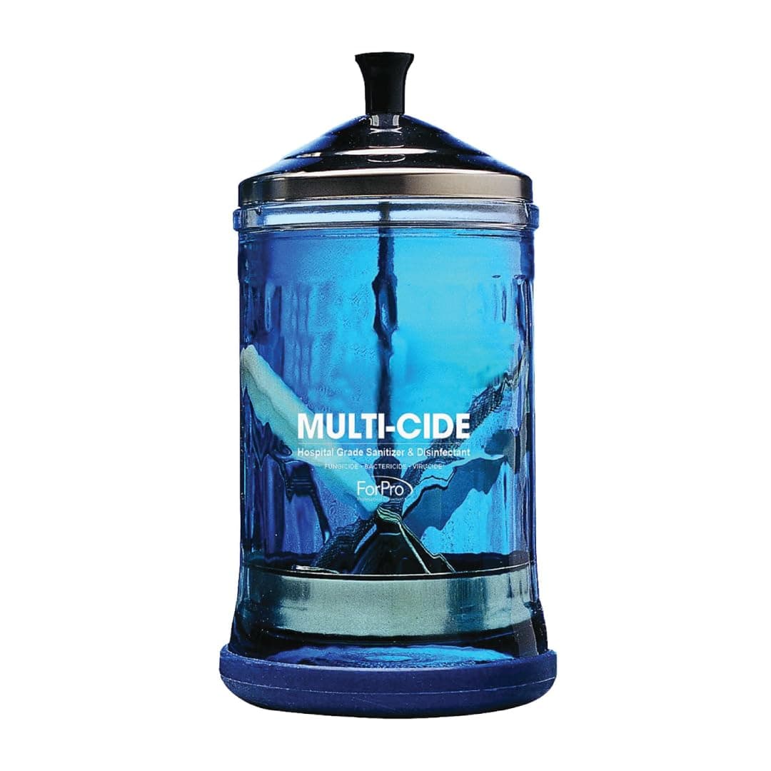 ForPro Multi-Cide Midsize Disinfecting Jar, for Manicure & Spa Implements, 21 oz, 8ââ‚¬Â H x 4.25ââ‚¬Â W