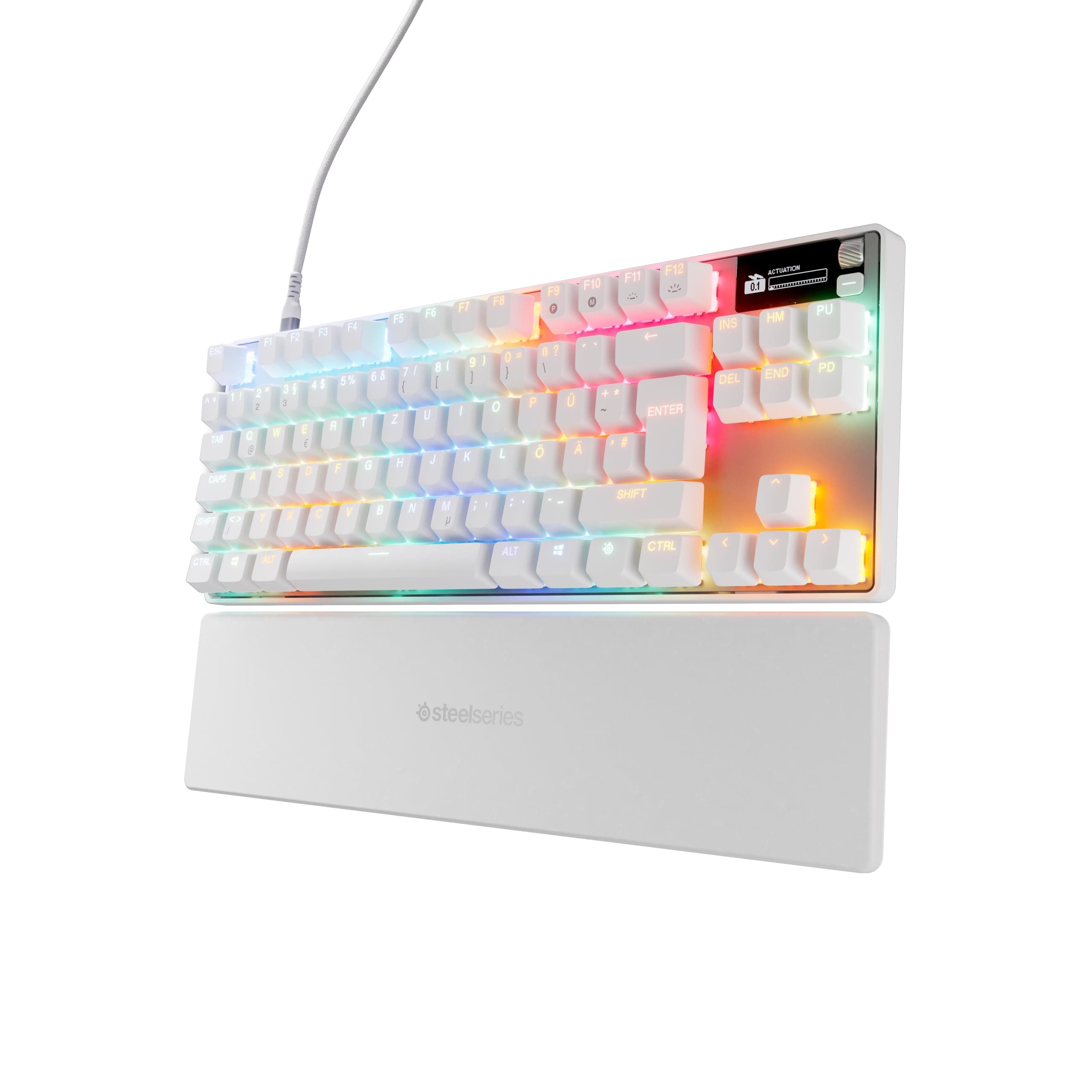 SteelSeries Apex Pro TKL Gen 3 - White Gaming Keyboard - Adjustable Hall Effect Switches; OmniPoint 3.0 - Game-Ready Presets - Rapid Trigger, Protection Mode, Rapid Tap/SOCD - German QWERTZ