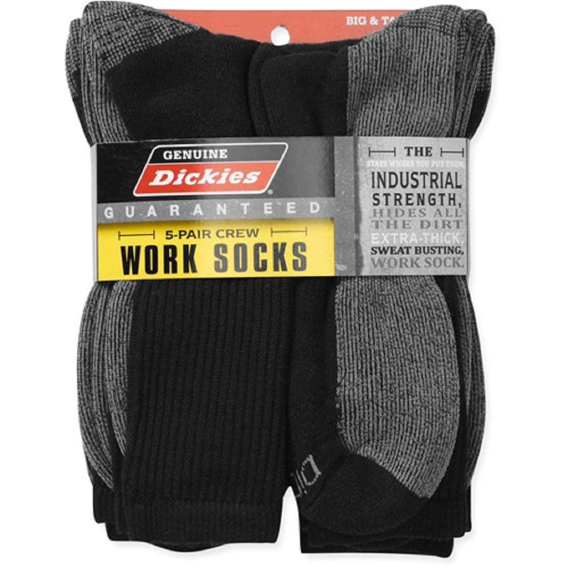 DickiesGenuine Mens 5-Pair Crew Work Socks