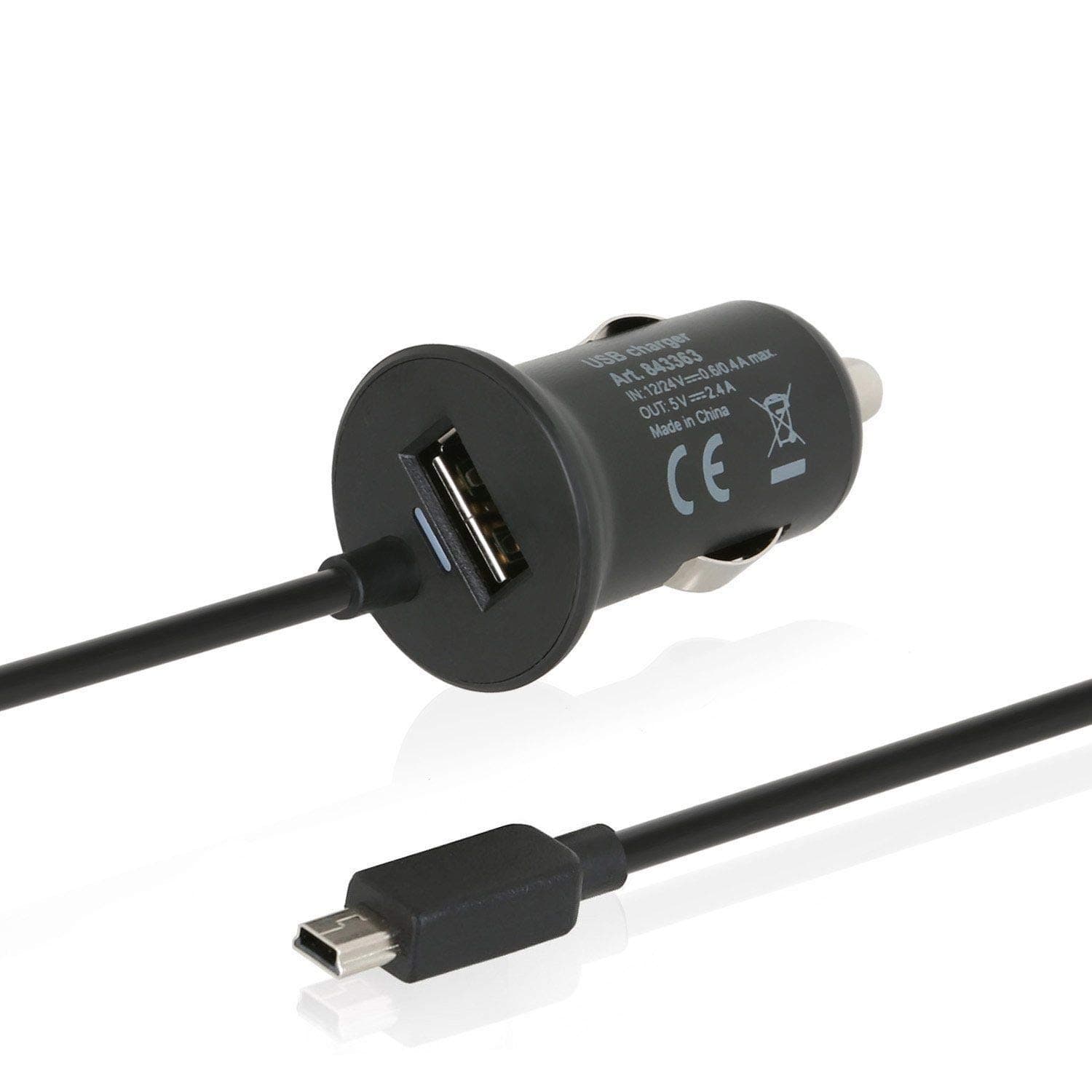 Navigon Car Charging Cable miniUSB 92 72 70 42 40 20 8410 7310 7210 6310 4310 4350 3310 2410 2510 2310 2210 2110 2150 Max Easy Plus Premium Live / 90 Angle Plugs/no TMC / 1000 mA