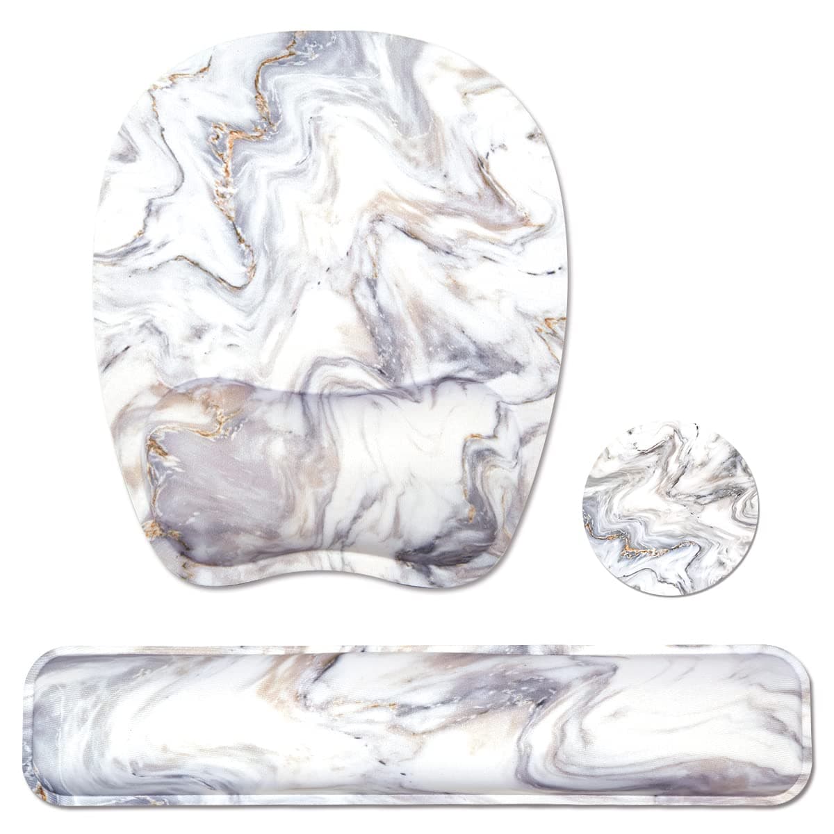 Keyboard Wrist Rest Mouse Pad Wrist Support for Computer/Laptop Memory Foam Keyboard Pad Ergonomic Hand Rest Wrist Cushion for Home Office Gaming - White Marble