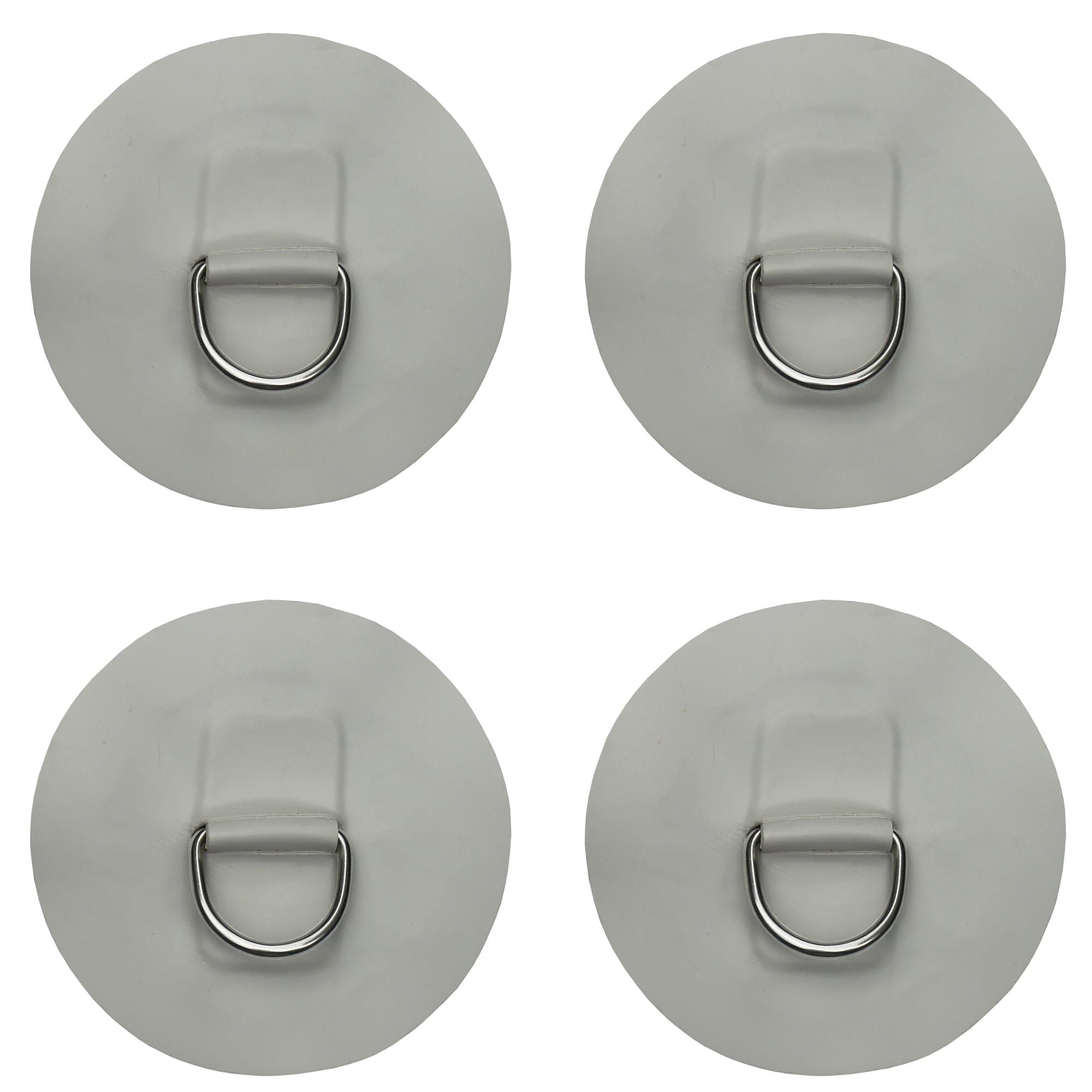 YYST 4 X Stainless Steel D-Ring Pad/Patch for PVC Inflatable Boat Raft Dinghy Kayak - No Glue - Instruction Included- Light Grey