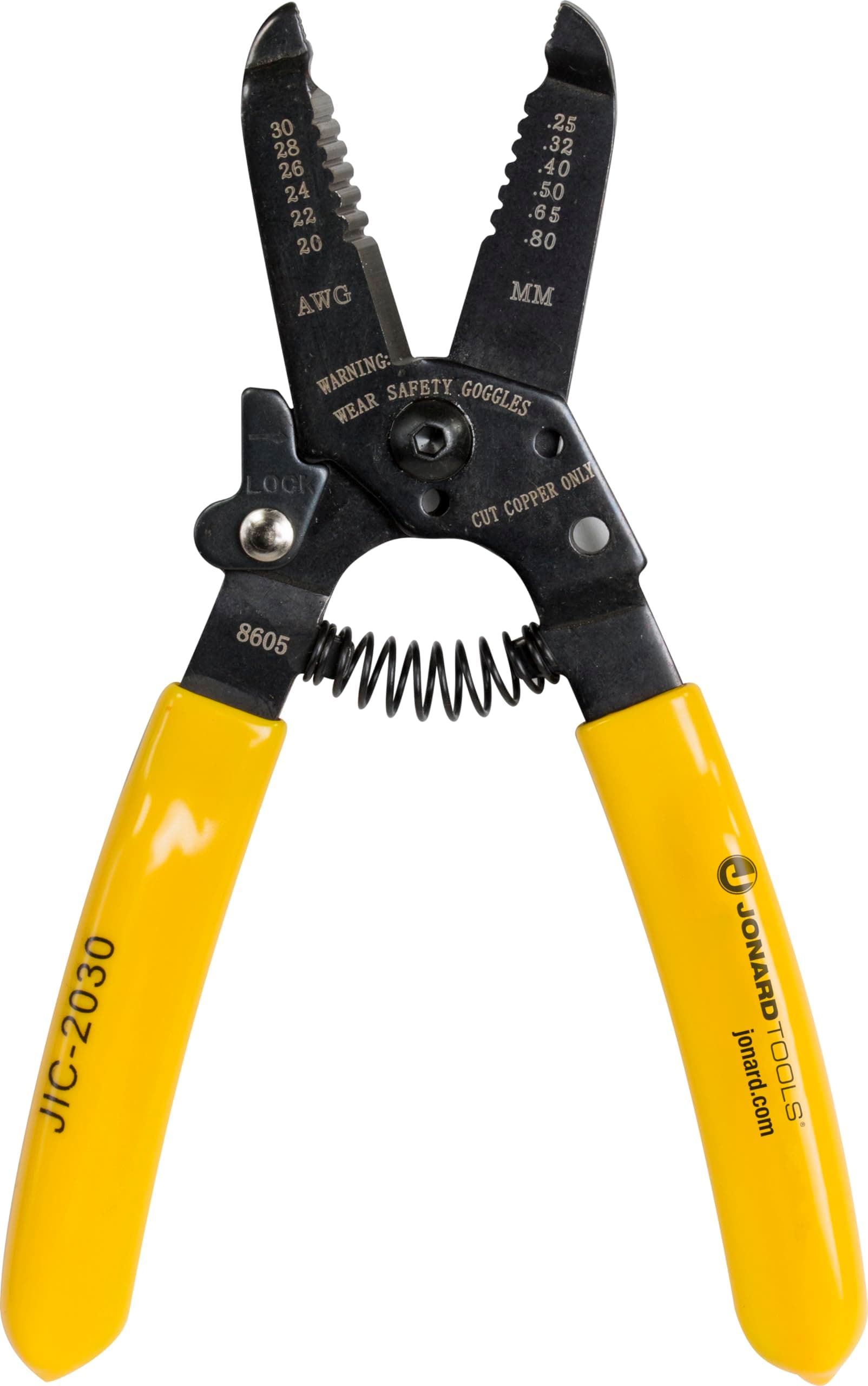 Jonard Tools JIC-2030 Wire Stripper and Cutter, 20-30 AWG, 6-3/4" Length, Black Oxide Finish