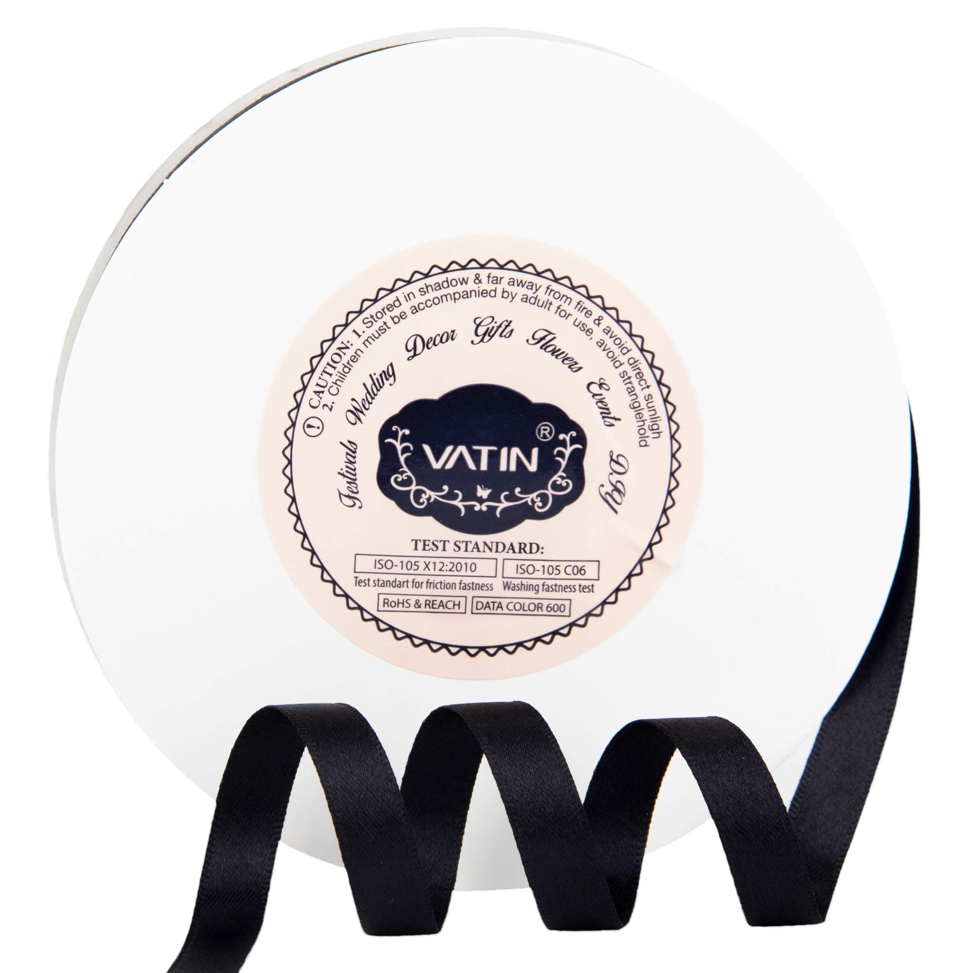 VATIN Solid Color Double Faced Black Satin Ribbon 3/8" Wide 50-Yards Long Perfect for Wedding Decor, Crafts, Bow Making, Sewing, Gift Package Wrapping and Other Projects