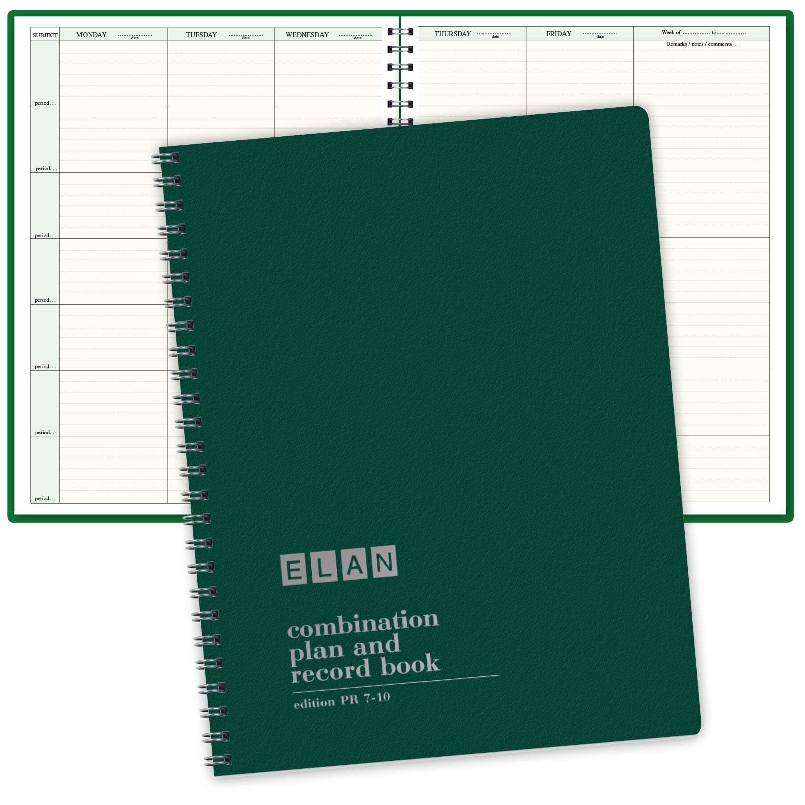 Combination Plan and Record Book: One efficient 8-1/2" x 11" Book for Lesson Plans and Grades Combines W101 and R1010 (PR7-10) (Green)