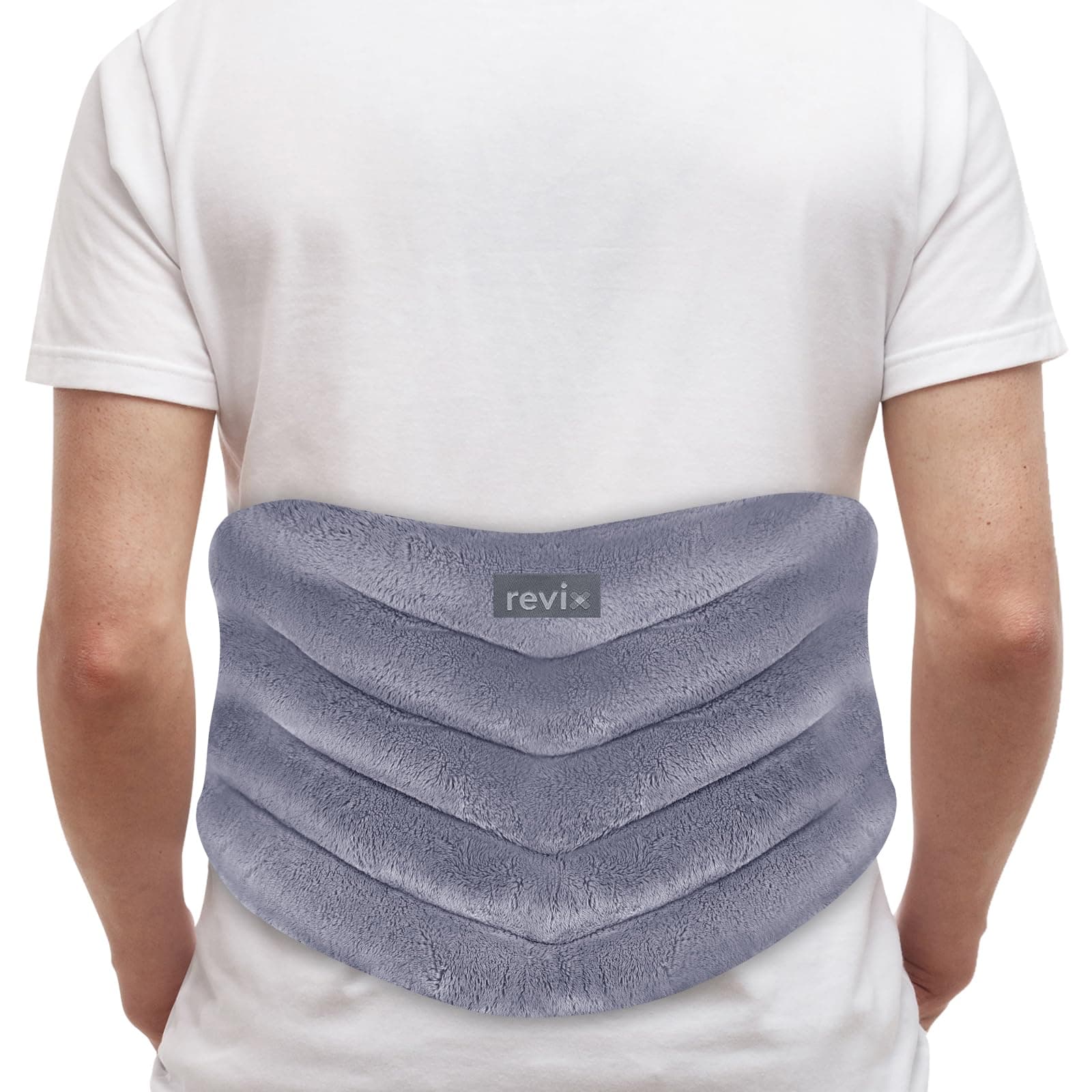 REVIX Microwavable Heating Pad for Back, Extra Large Microwave Heated Pack with Moist Heat for Waist, Stomach, and Shoulder, Unscented Hot or Cold Pack, Gray