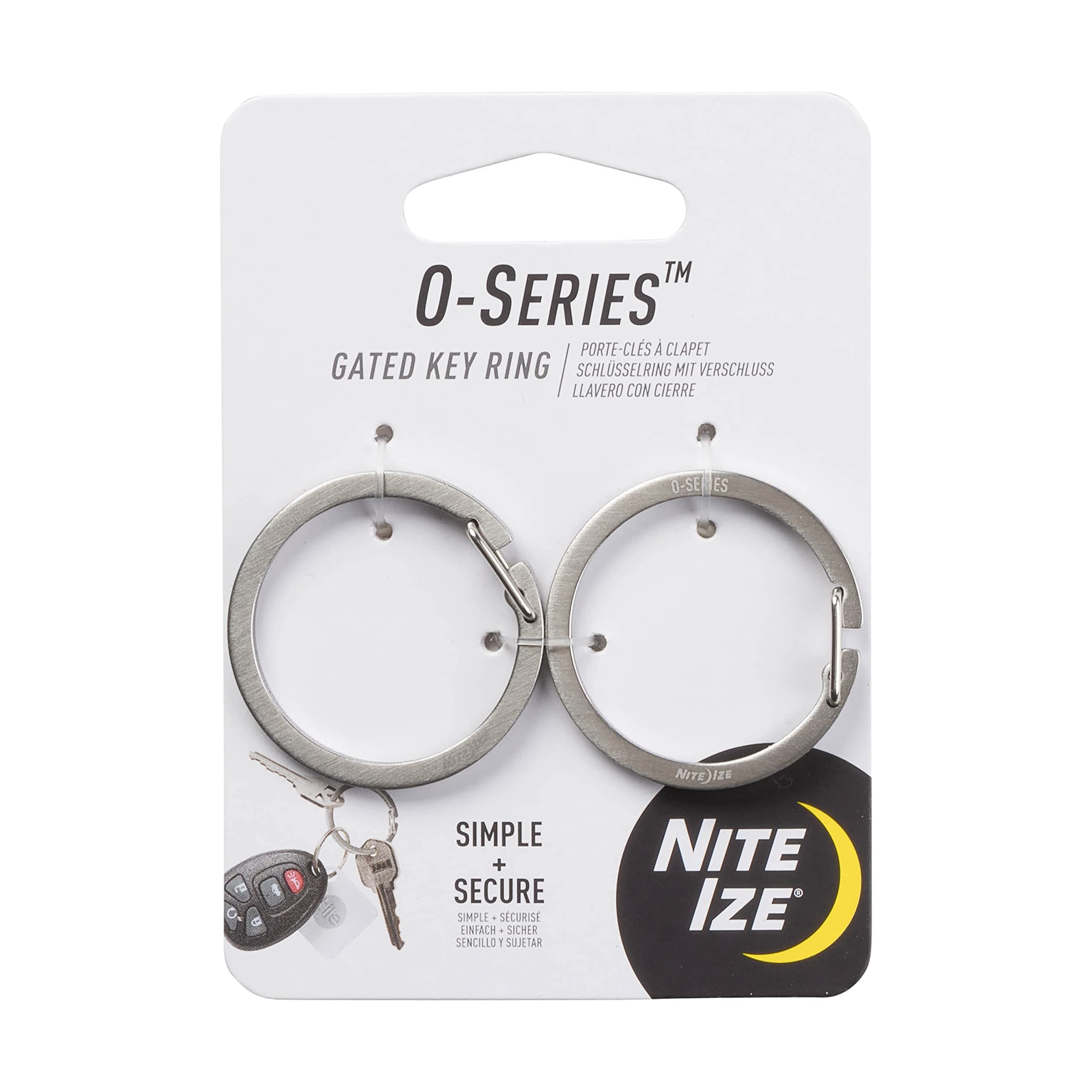 O-Series Gated Key Ring, Stainless Steel Split Ring Alternative, 2 Pack