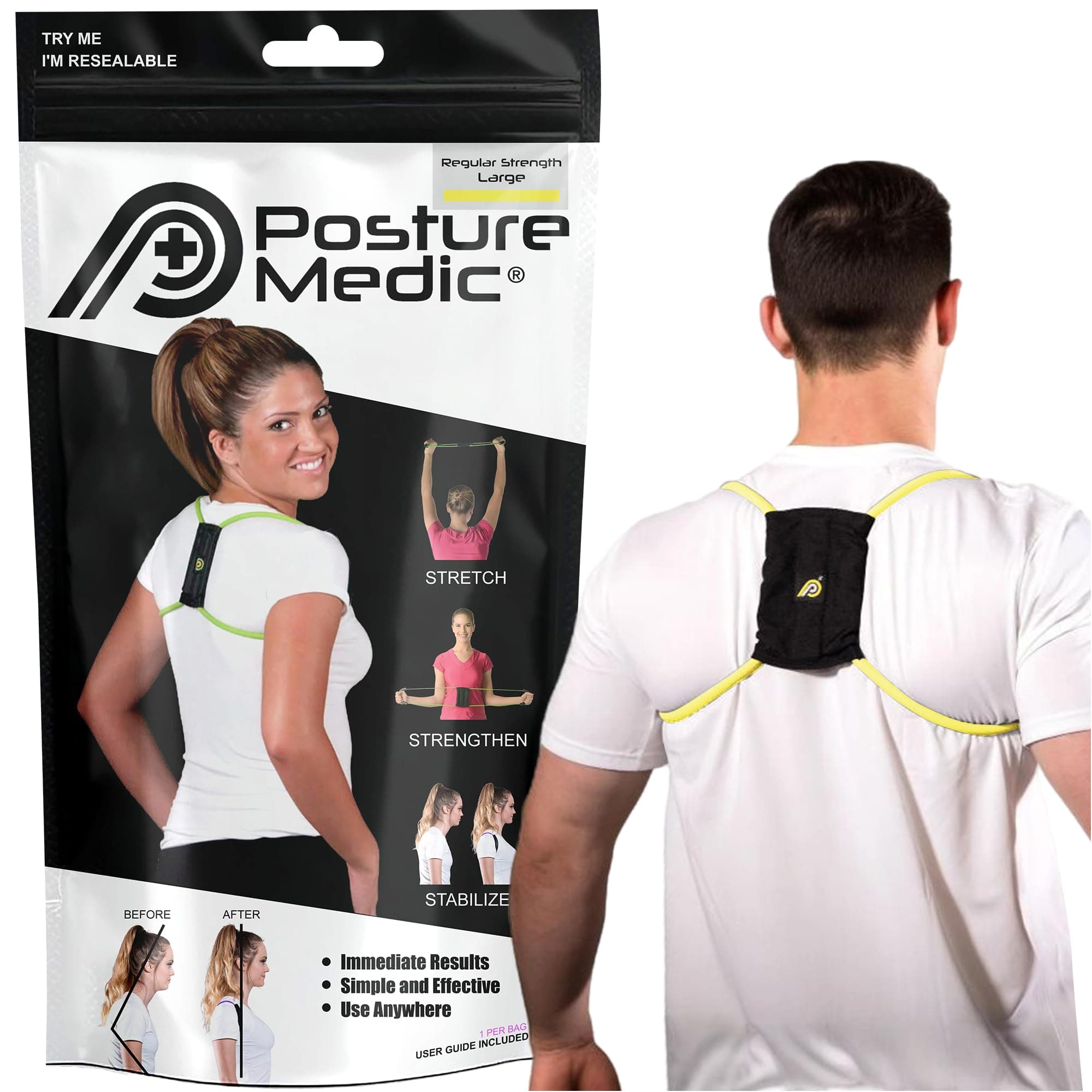 PRIMEKINETIX PostureMedic Dynamic Posture Corrector - Active Resistance Training System for Upper Back Strengthening & Shoulder Alignment - Stretches Chest, Strengthens Back - Doctor Recommended