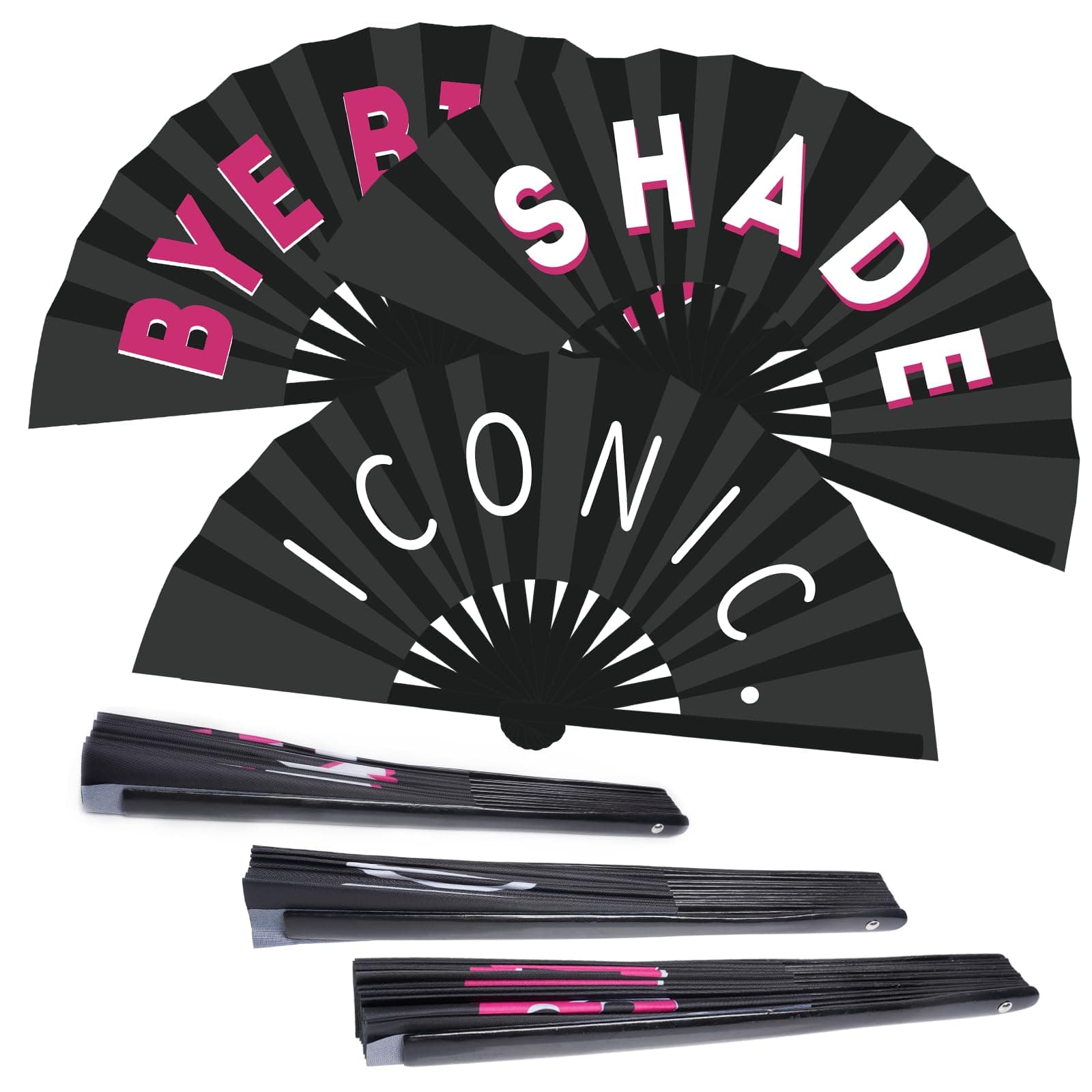 3 Pack Large Hand Fan Bamboo Folding Rave Fan Handheld Chinese Shade Iconic Fan for Festival Parade Halloween Christmas Party Performance Decoration 13 inch