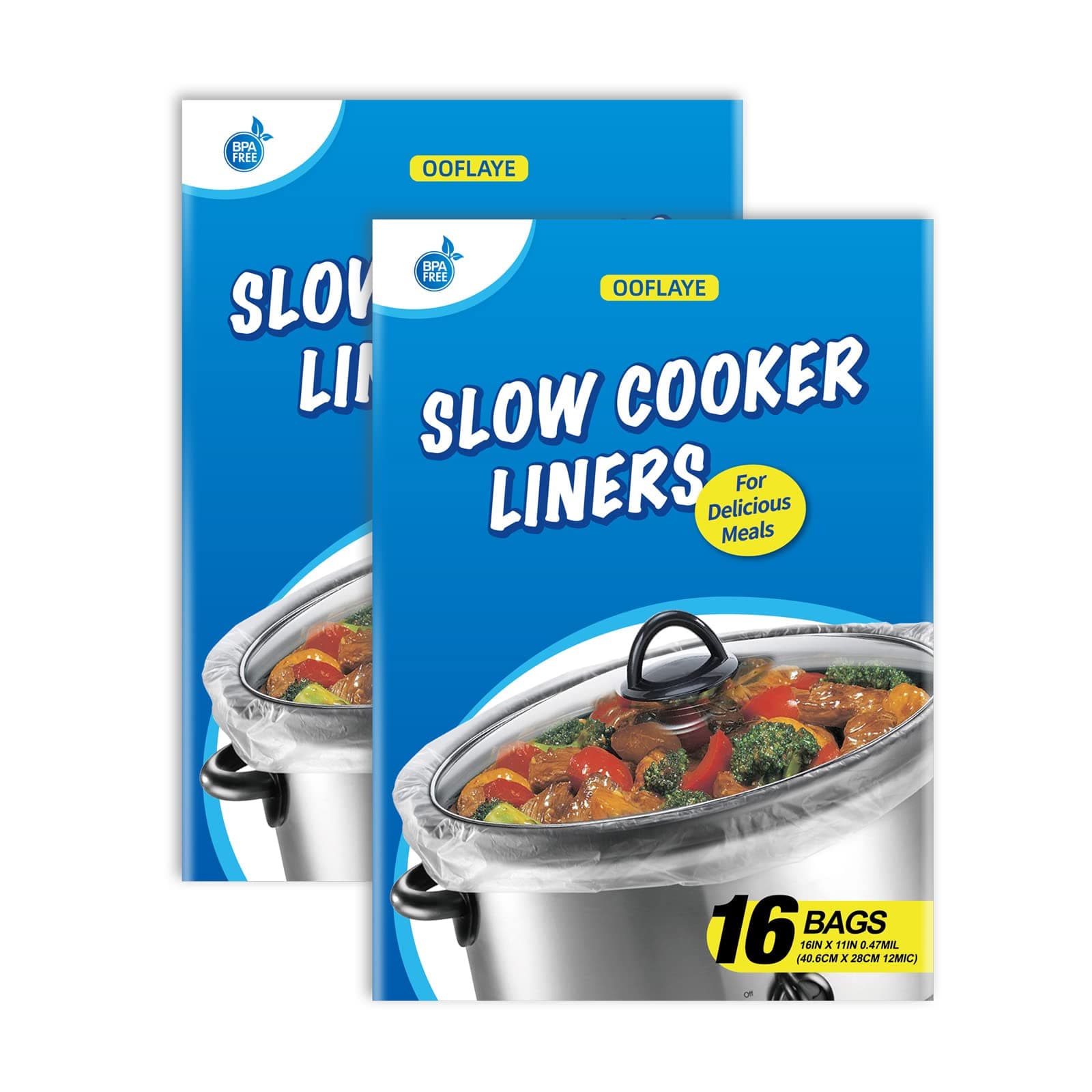 32 Counts Slow Cooker Liners Small Size( 11 x 16 Inch) Kitchen Disposable Cooking Bags Fits 1 to 3 Quarts Safe for Oval or Round Pot -2Pack