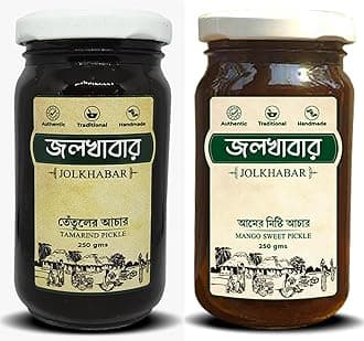JOLKHABAR | Tetul er Achar - Aam er Misti Achar 250x2 Combo Pack | Tamarind Pickle - Mango Sweet Pickle | Tentul and Mango Misti Authentic Traditional Handmade Achar | Bengali Recipe | 500gms Pack