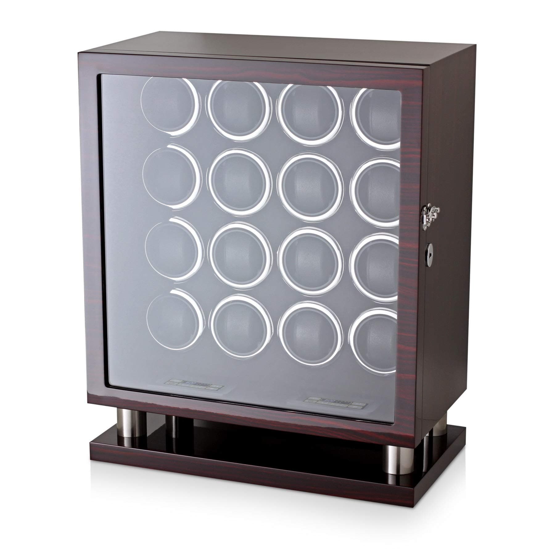 Watch Winder for 16 Automatic Watches with LED Backlight and LCD Touchscreen Control, Ebony + Black, Leader Watch Winders