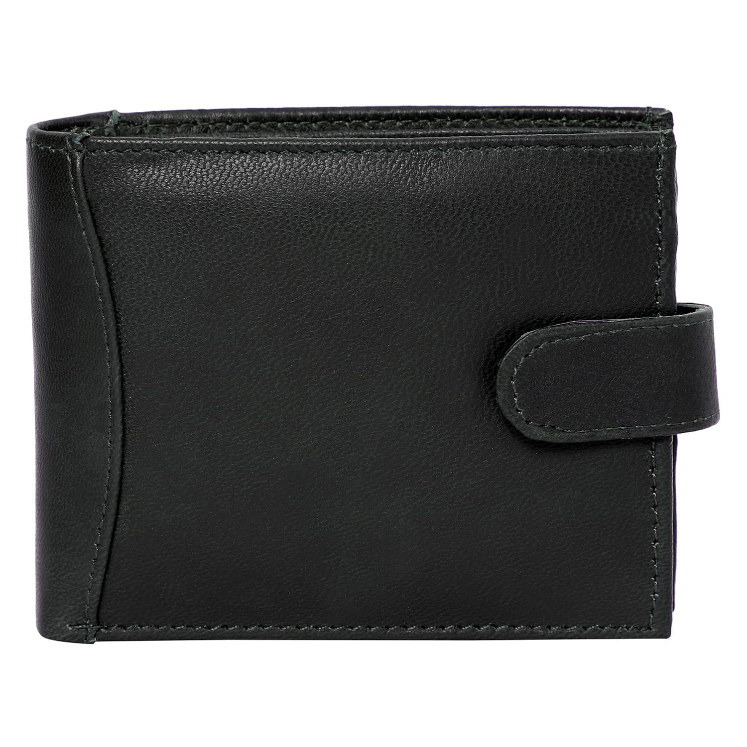 Mens RFID Blocking Safe Wallet | Soft Leather Tri Fold Wallet | Card Slots Id Window and Coin Pocket #340 (Black)