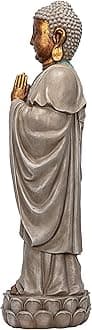 Design Toscano Bodh Gaya Asian Garden Statue, 9 inches wide, 30 inches tall, Cast Stone Resin, Faux Stone & Metallic Finish