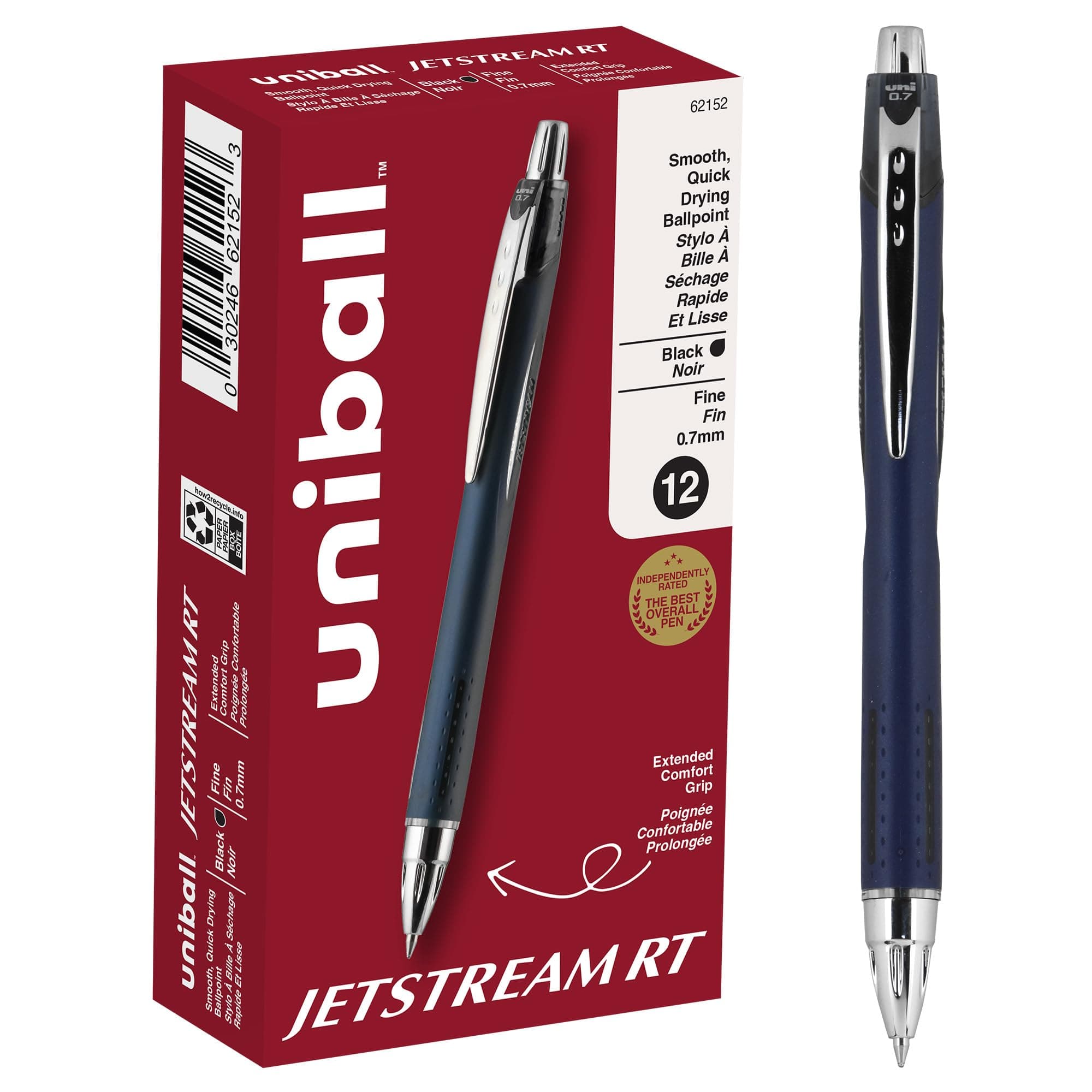 Uni-Ball Jetstream RT 12 Pack, 0.7mm - Black Ballpoint Pens - Wirecutter Best Pen, School Pens, Ink Pens | Ballpoint Pen, Colored Pens, Fine Point, School Supplies