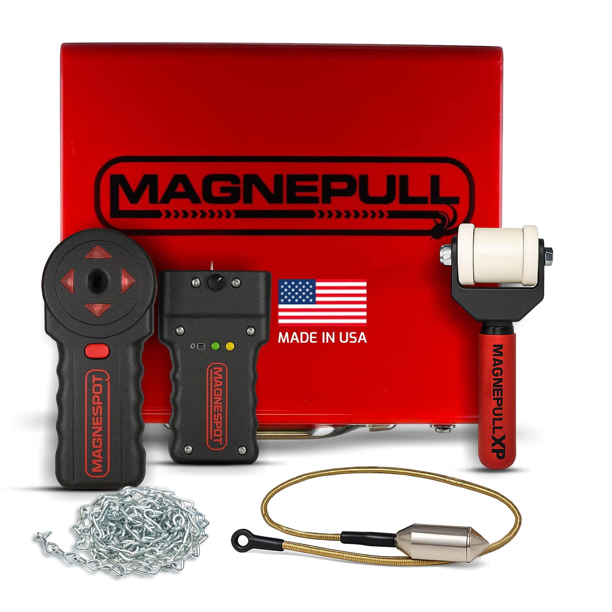 XP1000-MC-XR-1 Magnetic Wire Puller for Electrical Tools W/Flexible Steel Leader & Magnespot Reference Point Locator for Locating Drill Spots Through Walls or Floors
