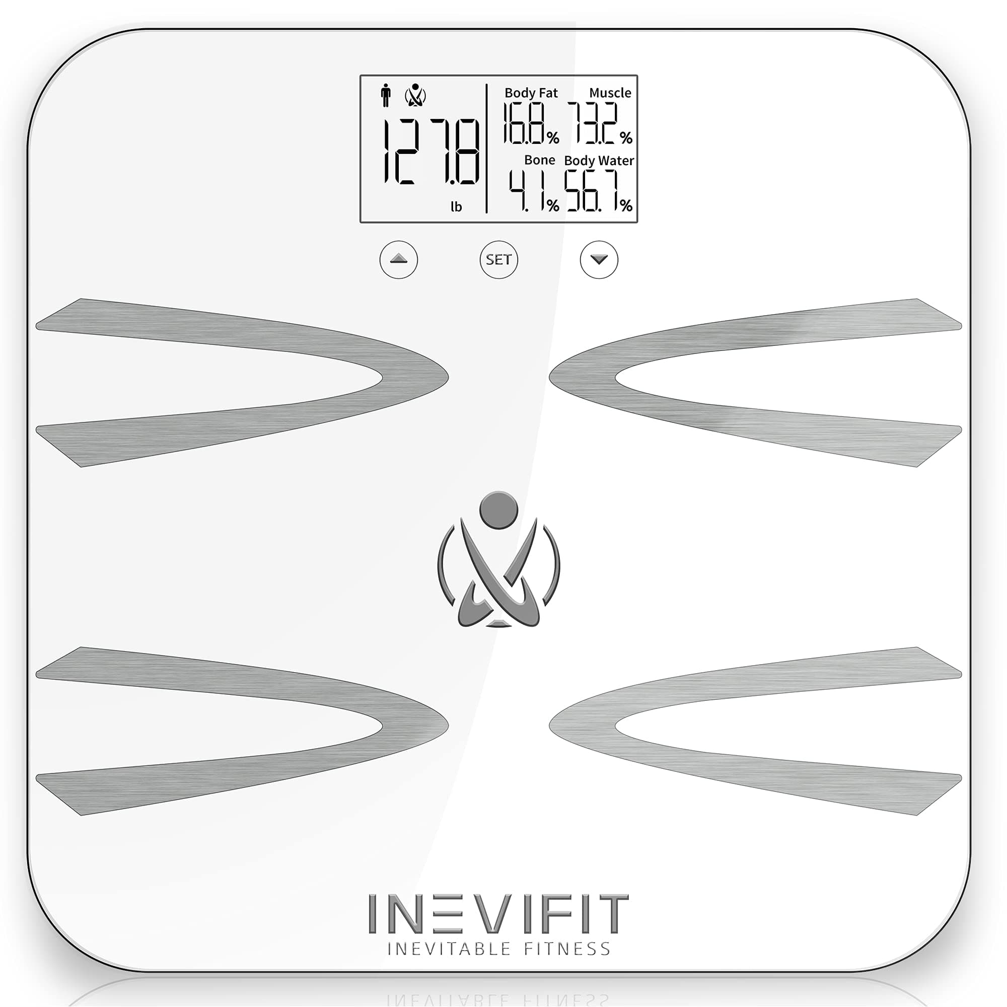 INEVIFIT Body-Analyzer Scale, Highly Accurate Digital Bathroom Body Composition Analyzer, Measures Weight, Body Fat, Water, Muscle, BMI, Visceral Levels & Bone Mass for 10 Users. Includes Batteries