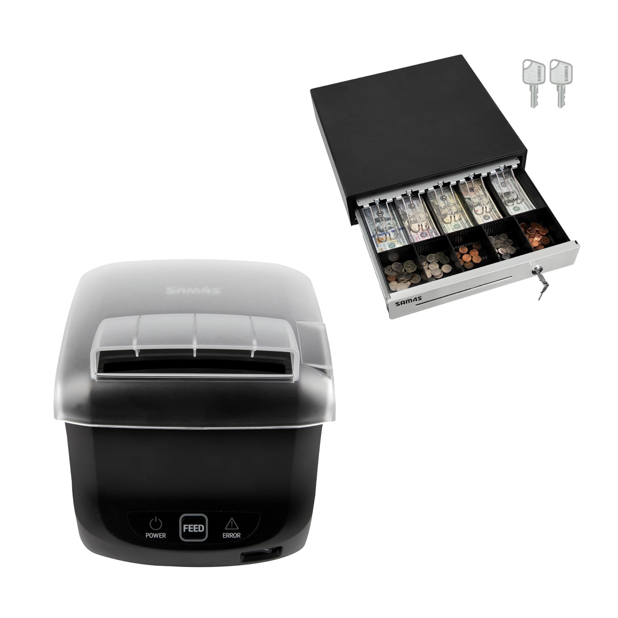 SAM4s Black GIANT-100 Compact 3" Thermal POS Printer USB Serial Ethernet, with Splash Cover Included 16" Black Cash Drawer