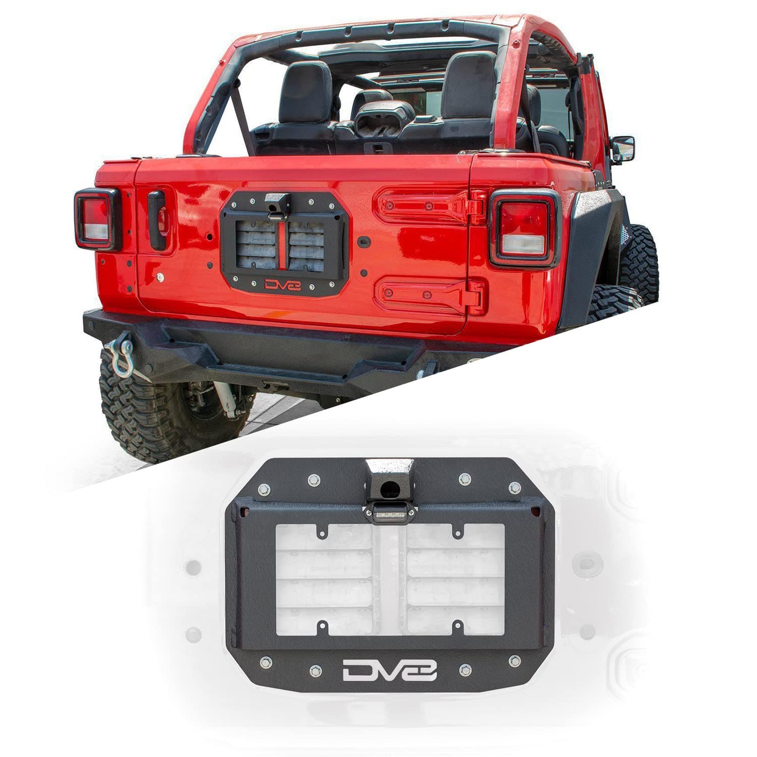 DV8 Offroad | Spare Tire Delete Kit w/Rear Camera Relocation Housing Designed for The 2018+ Jeep Wrangler JL | Fits Over Raised Vent on Tailgate | Easy Installation Using Factory Hardware