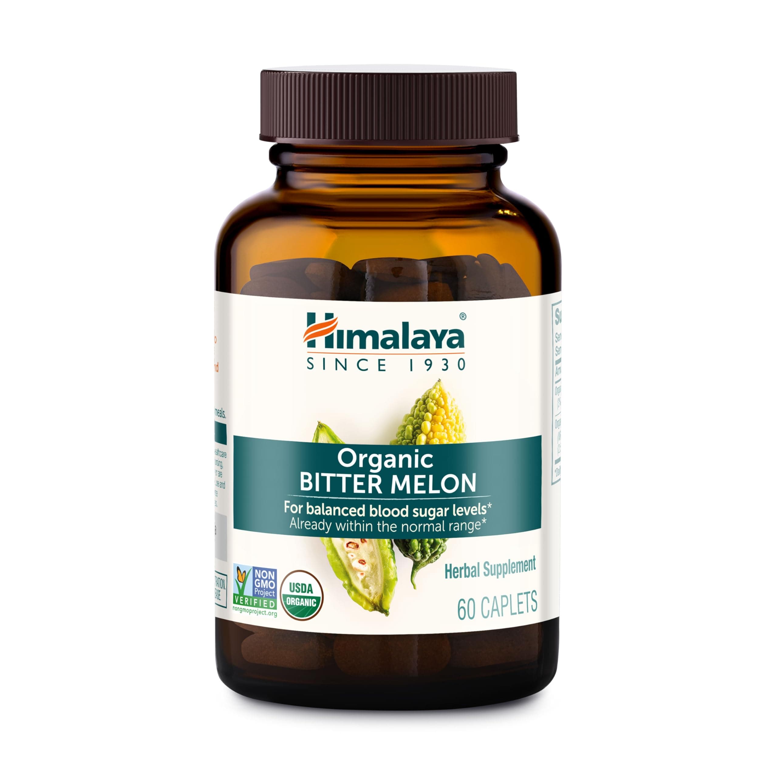 Himalaya Organic Bitter Melon - Herbal Glucose Metabolism Support - USDA Organic, Non-GMO, Vegan, Gluten Free, Additive Free, 660 mg, 60 Caplets