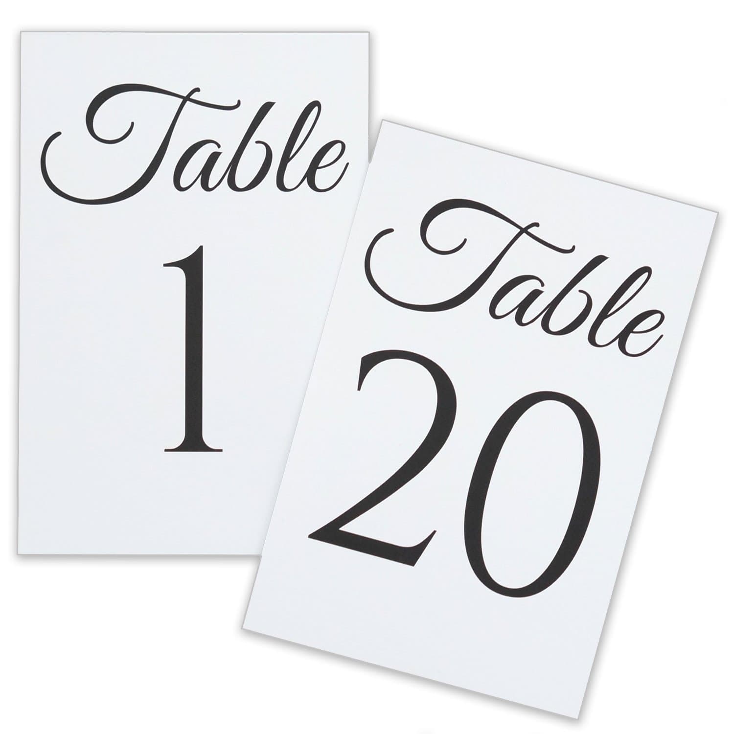 Table Numbers - 1 to 20 - 4x6 Flat Cards - Wedding Table Numbers - Elegant - Double Sided by Wedding Advice Cards