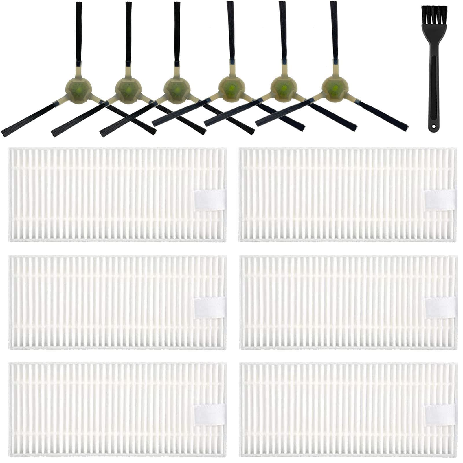 12 Pack Filter Replacement Compatible with Life K2 K3 K4 Robot Vacuum and Lefant Robot Vacuum Cleaner M210 M210S M210B M213, 6 Side Brushes, 6 Filters