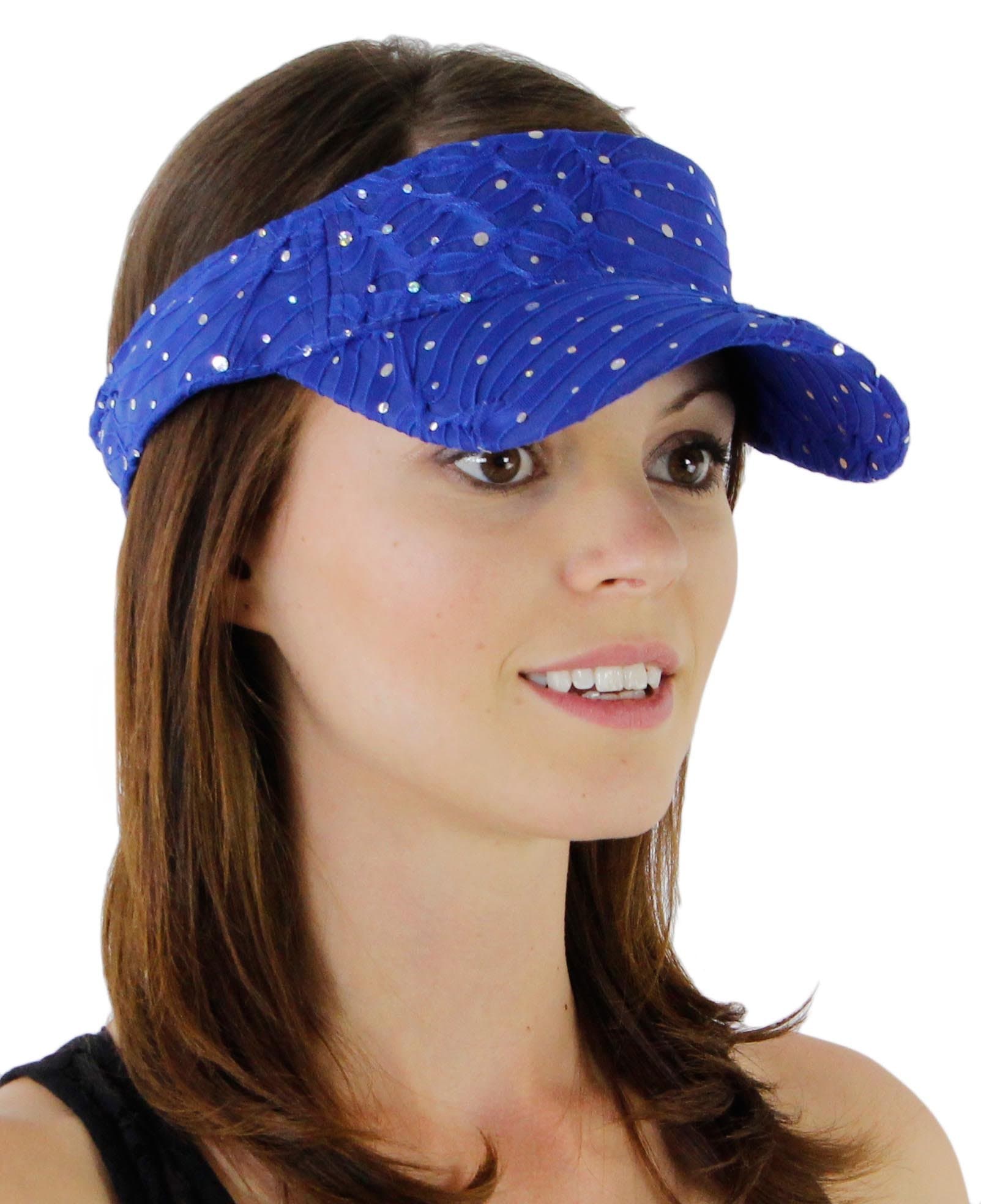 Glitter Sequin Visor with Flowers for Ladies