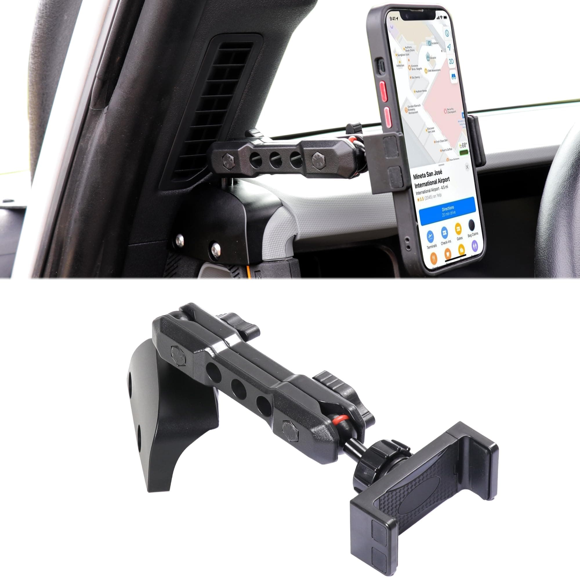 Dash Phone Mount Holder Driver Side Compatible with 2021 2022 2023 2024 2025 2026 Ford Bronco 2/4 Door Interior Accessories Dashboard Cell Phone Stand 360° Adjustable Aluminum Alloy
