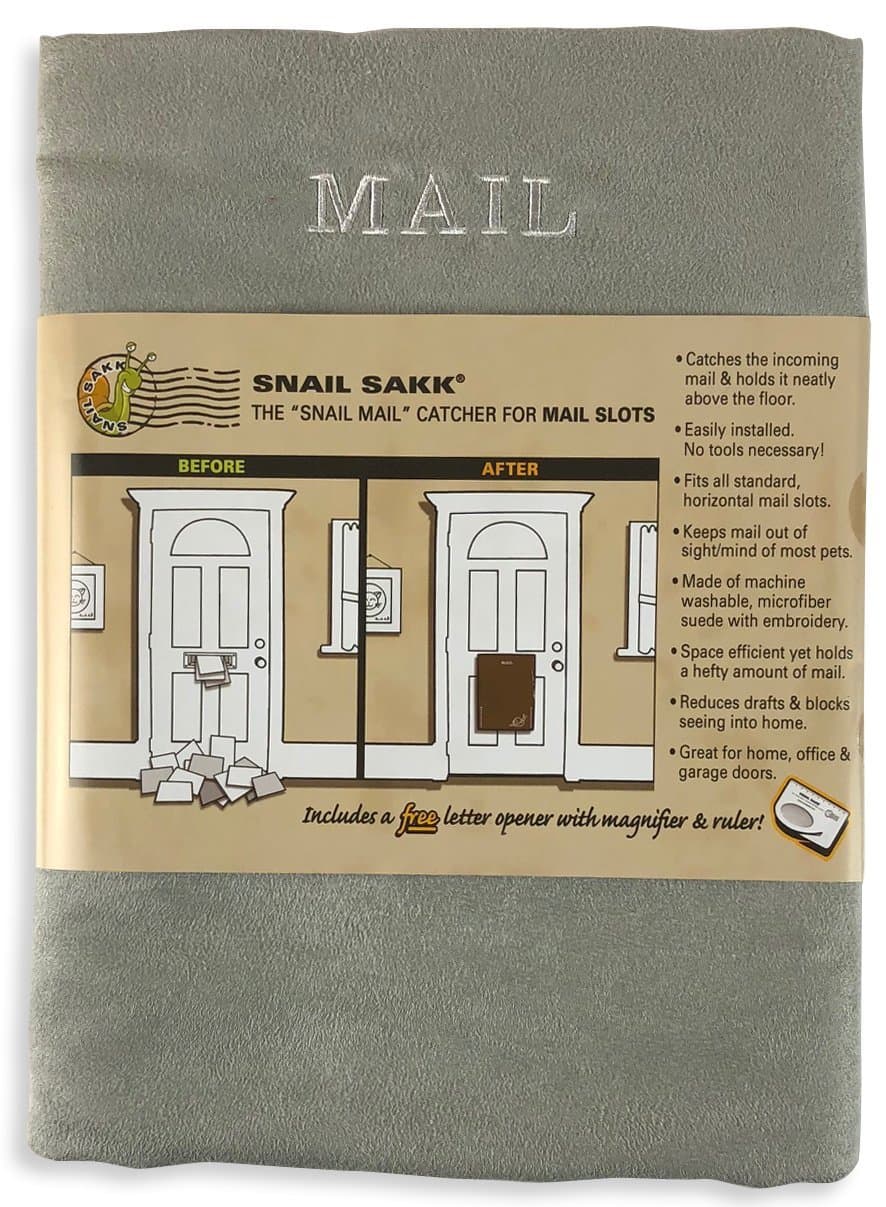 Mail Catcher for Mail Slots - Gray. No More Mail on The Floor! Reduces drafts, Protects Privacy, and More. No Tools or Screws Needed. for Home, Office, and Garage Doors. (Basket, Bag)