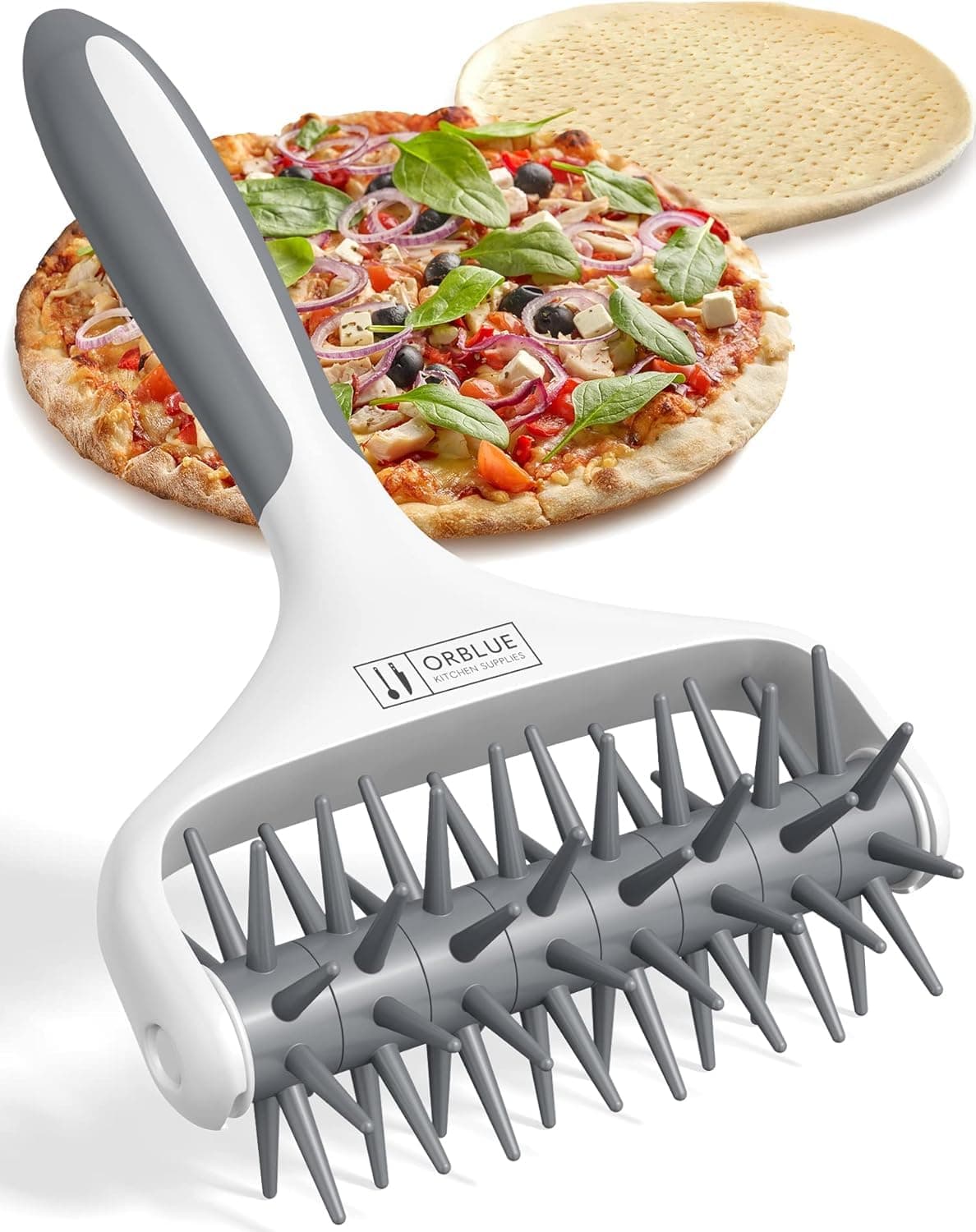 Pizza Dough Docker, Pastry Roller with Spikes - Pizza Docking Tool for Home & Commercial Kitchen - Prevents Dough from Blistering