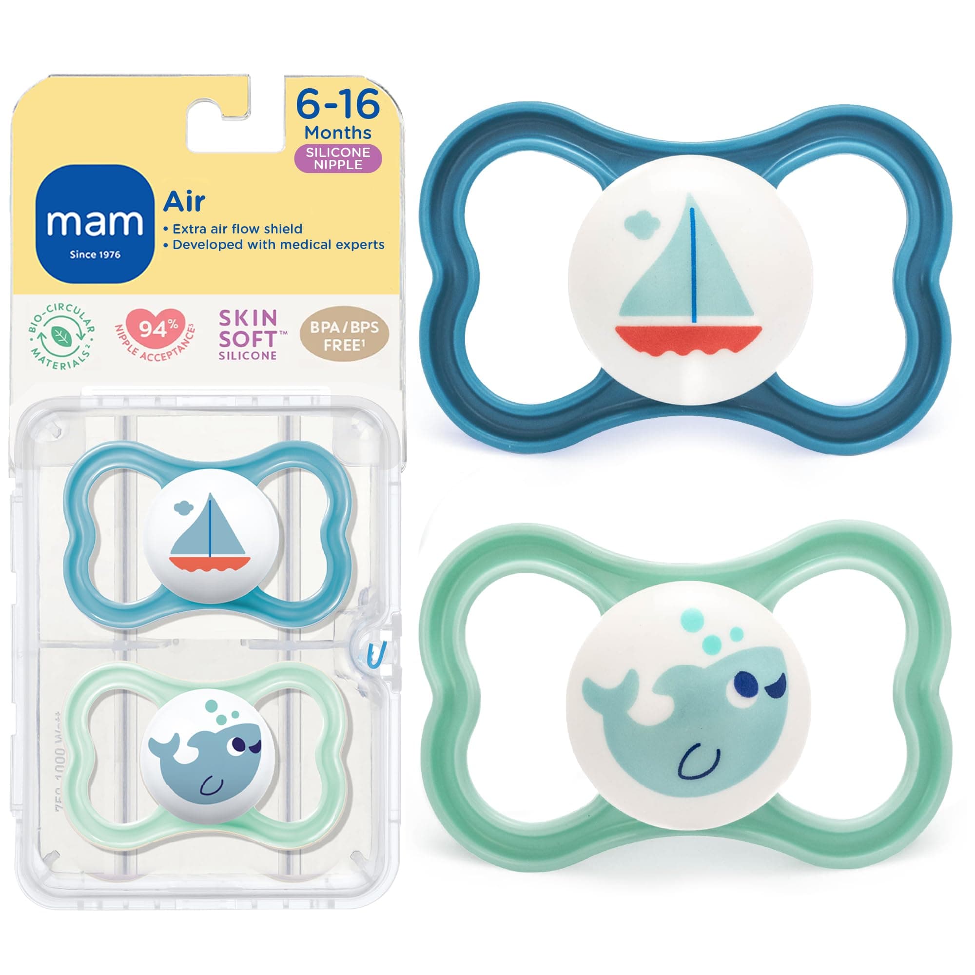 Air Orthodontic Pacifier, Boy, 6+ Months, 2-Count