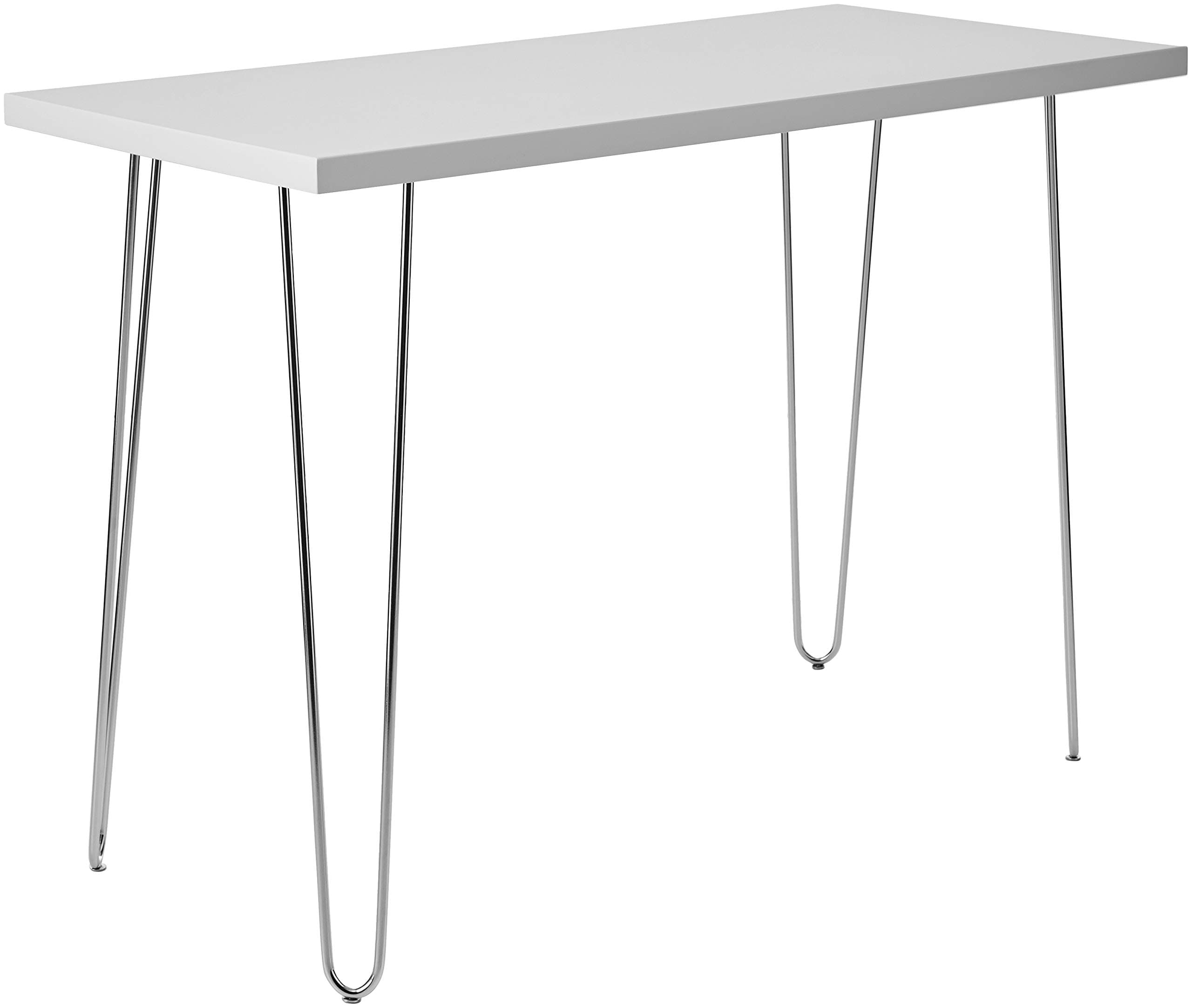 Eden Bridge Designs Computer Desk Modern Laptop Study Desk for Home Office, Hairpin Leg Writing Desk, Wood, White, 42-Inch