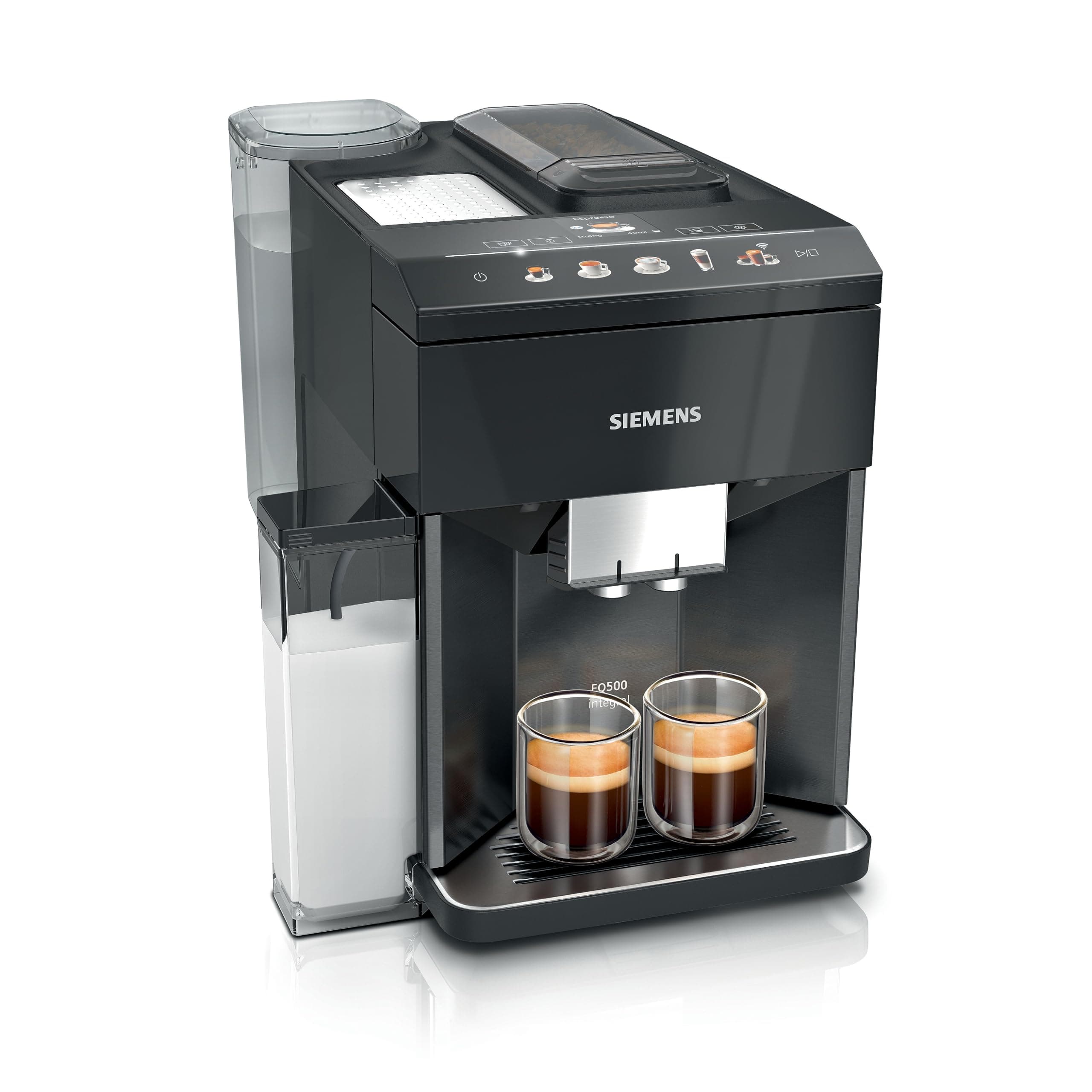 SIEMENS EQ500 Fully Automatic Bean to Cup Coffee Machine with Home Connect, coffeeSelect Display, oneTouch DoubleCup, 9 Coffee Beverages, autoMilk Clean, TQ518GB3 in Dark Inox