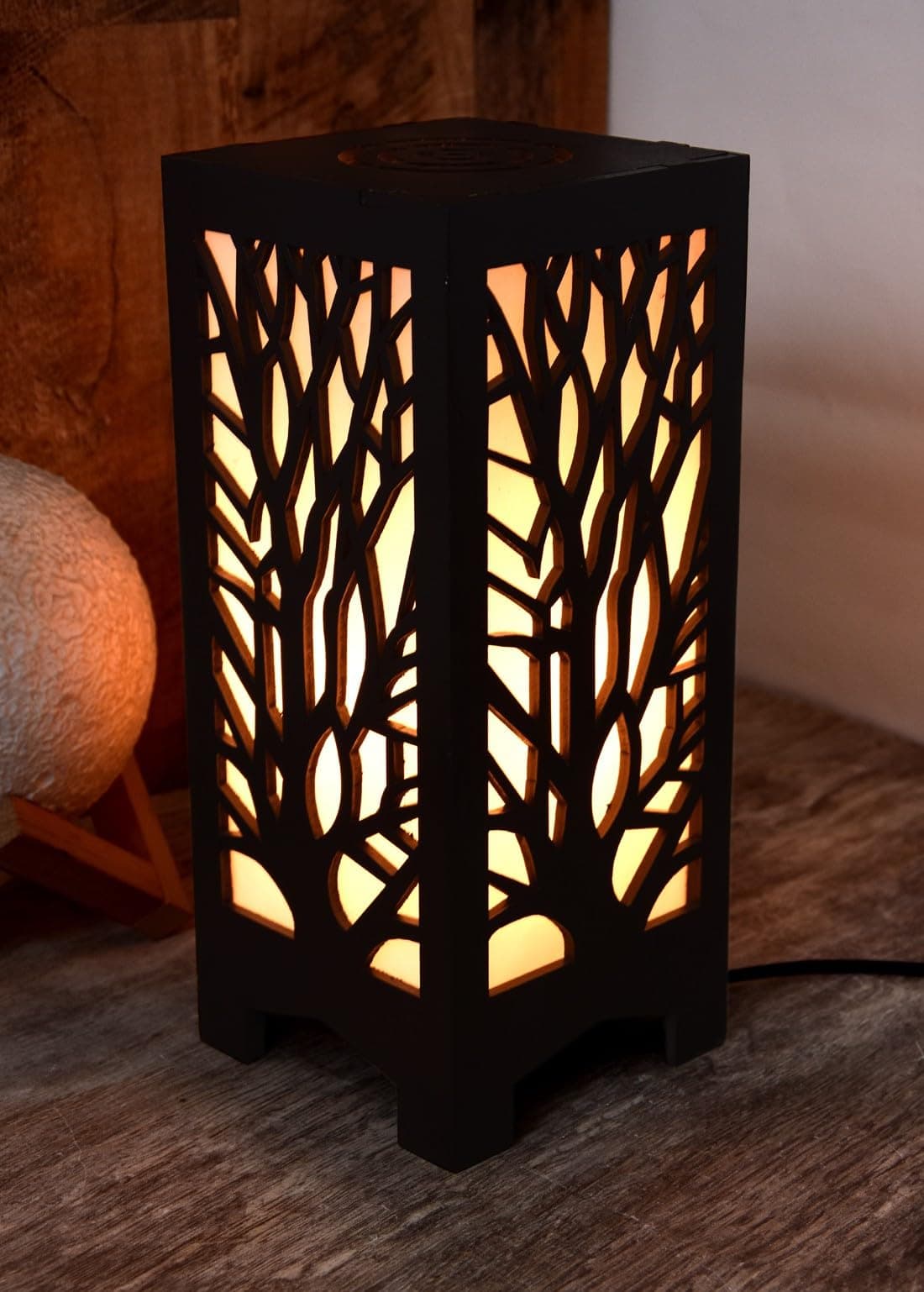 R.R Trading Company Handcrafted Elegance: Solid Wood Table Lamp with Warm Glow - Perfect for Ambiance in Any Room 100