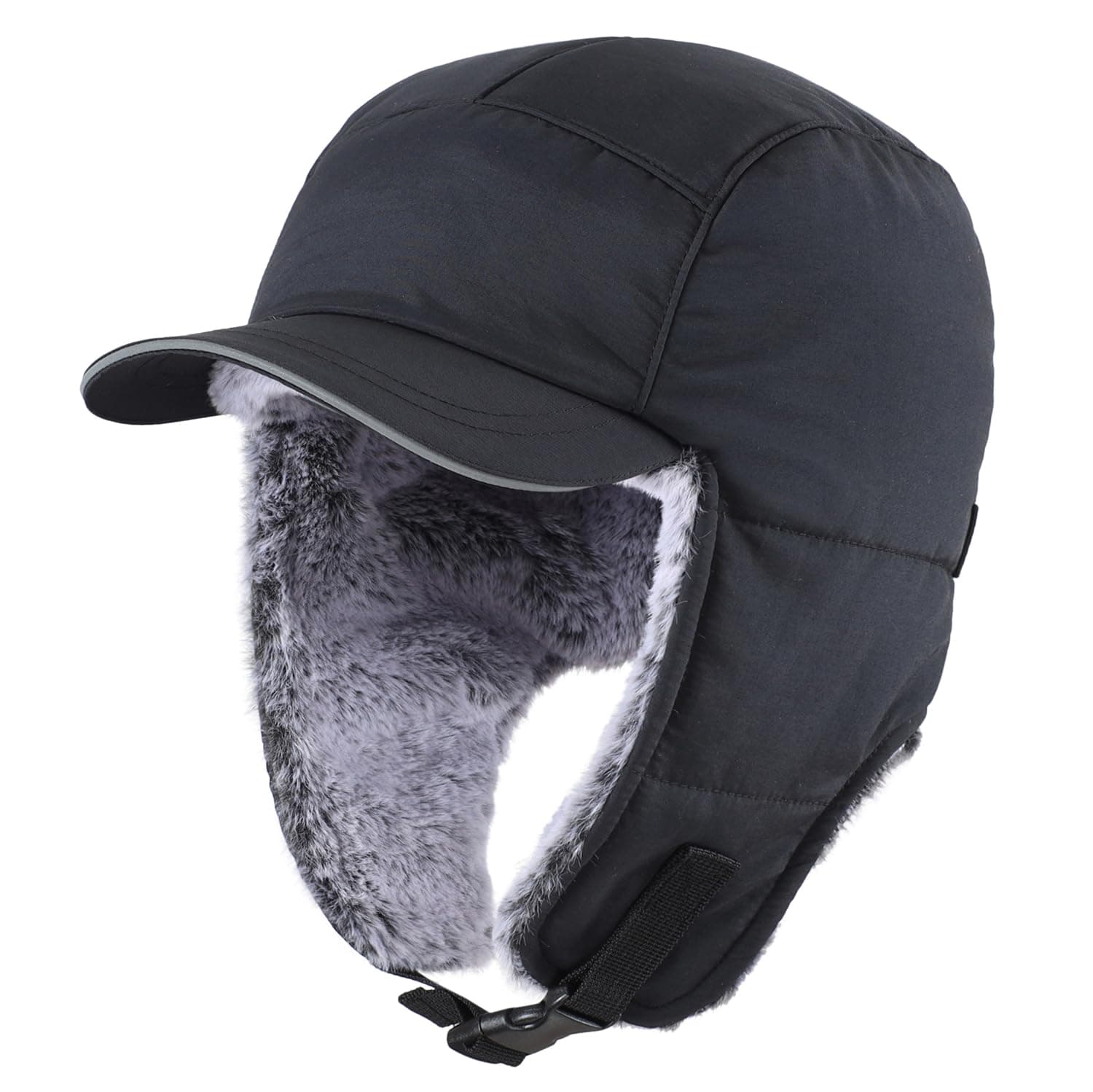 Men's Trapper Hat with Ear Flaps Winter Warm Hat Windproof, Water Repellent, Reflective, Faux Fur Fully Lined