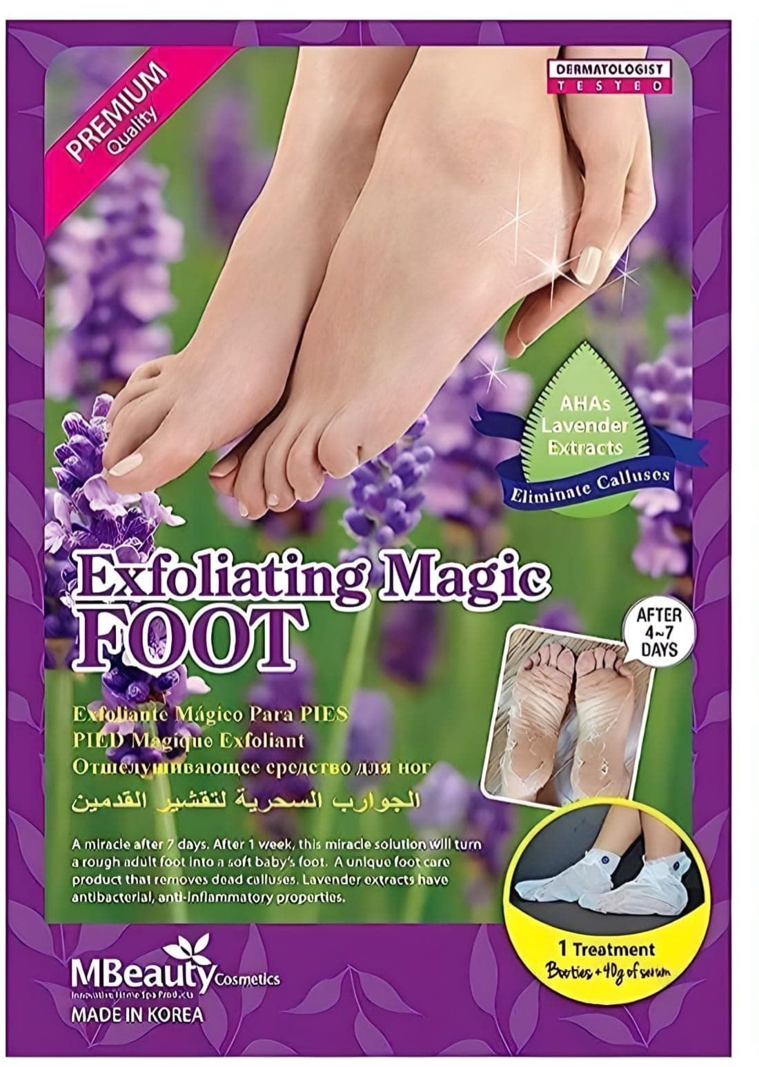 MBeauty Exfoliating Magic Foot Socks, Single Use 1 Pair Moisturizing Socks, Softens & Removes Dead Calluses, Infused With Natural Ingredients, For Soft & Refreshed Foot (Pack of 1)