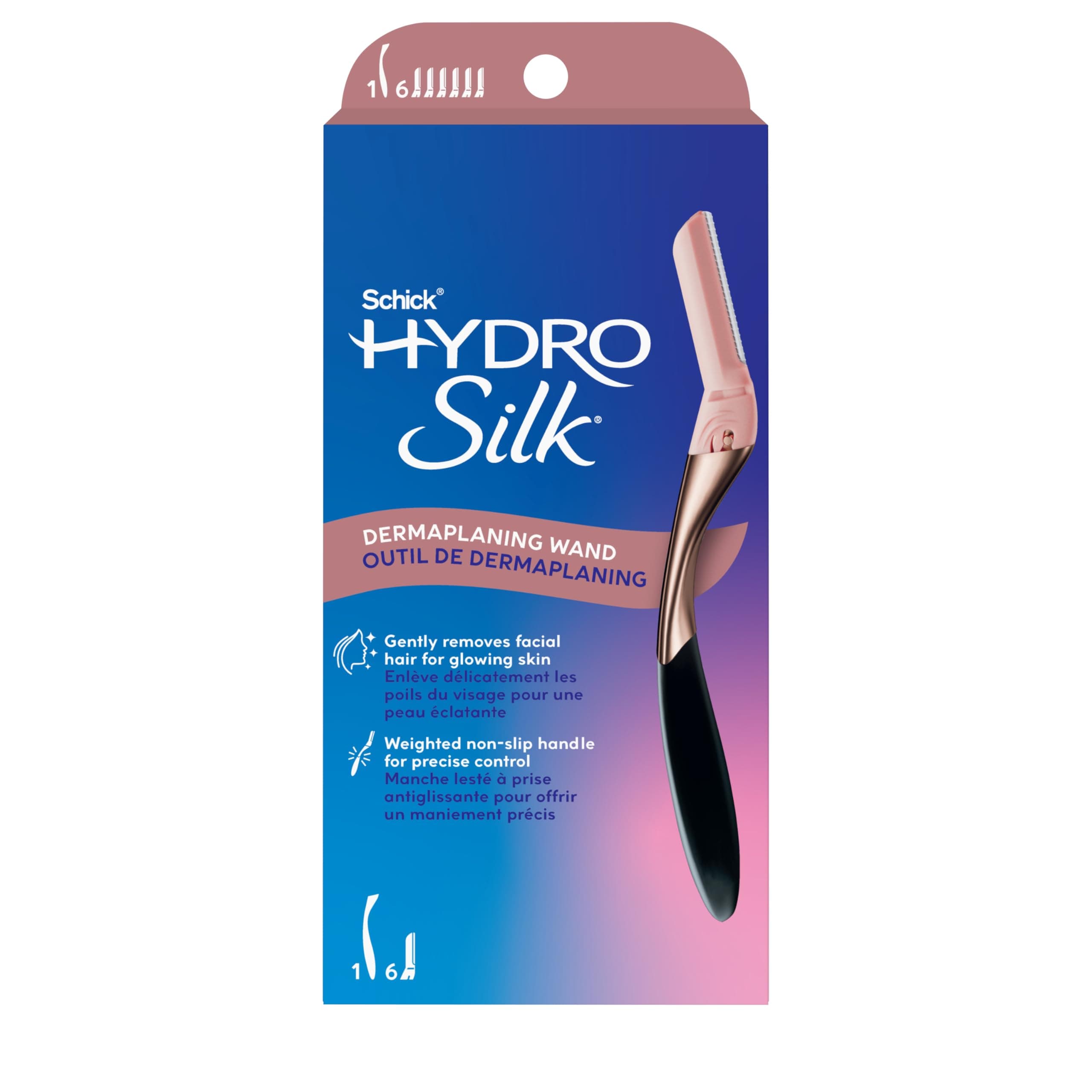 Schick Hydro Silk DermaPro Dermaplaning Razor with 6 Refill Blades