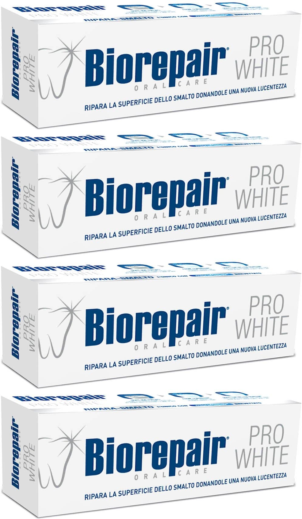 "Pro White" Whitening Toothpaste with microRepair - 2.5 Fluid Ounce (75ml) Tubes (Pack of 4) [ Italian Import ]