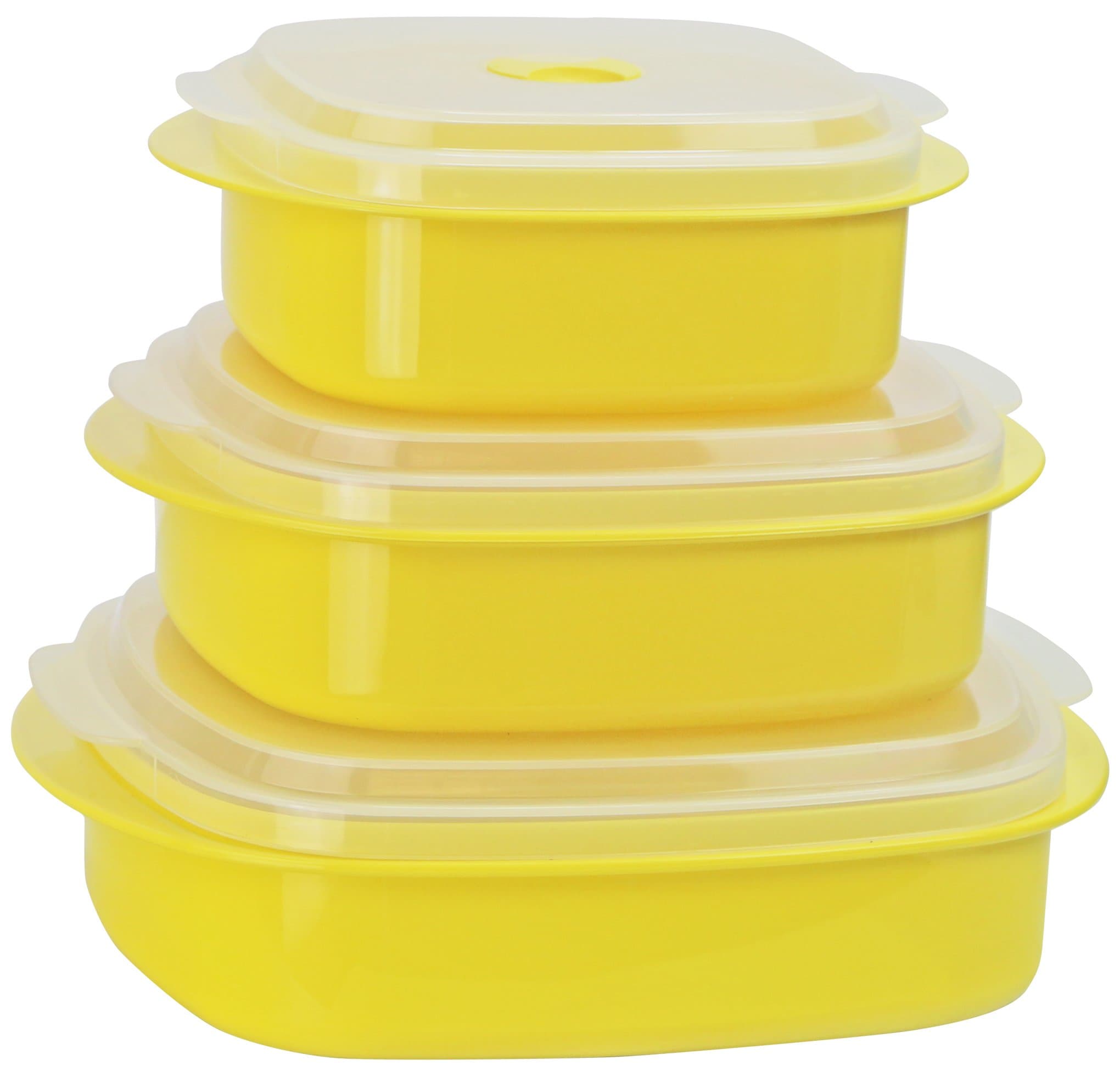 Reston Lloyd Calypso Basics Microwave Cookware, Steamer and Storage Set, Lemon, Multiple Sizes, 6-Piece